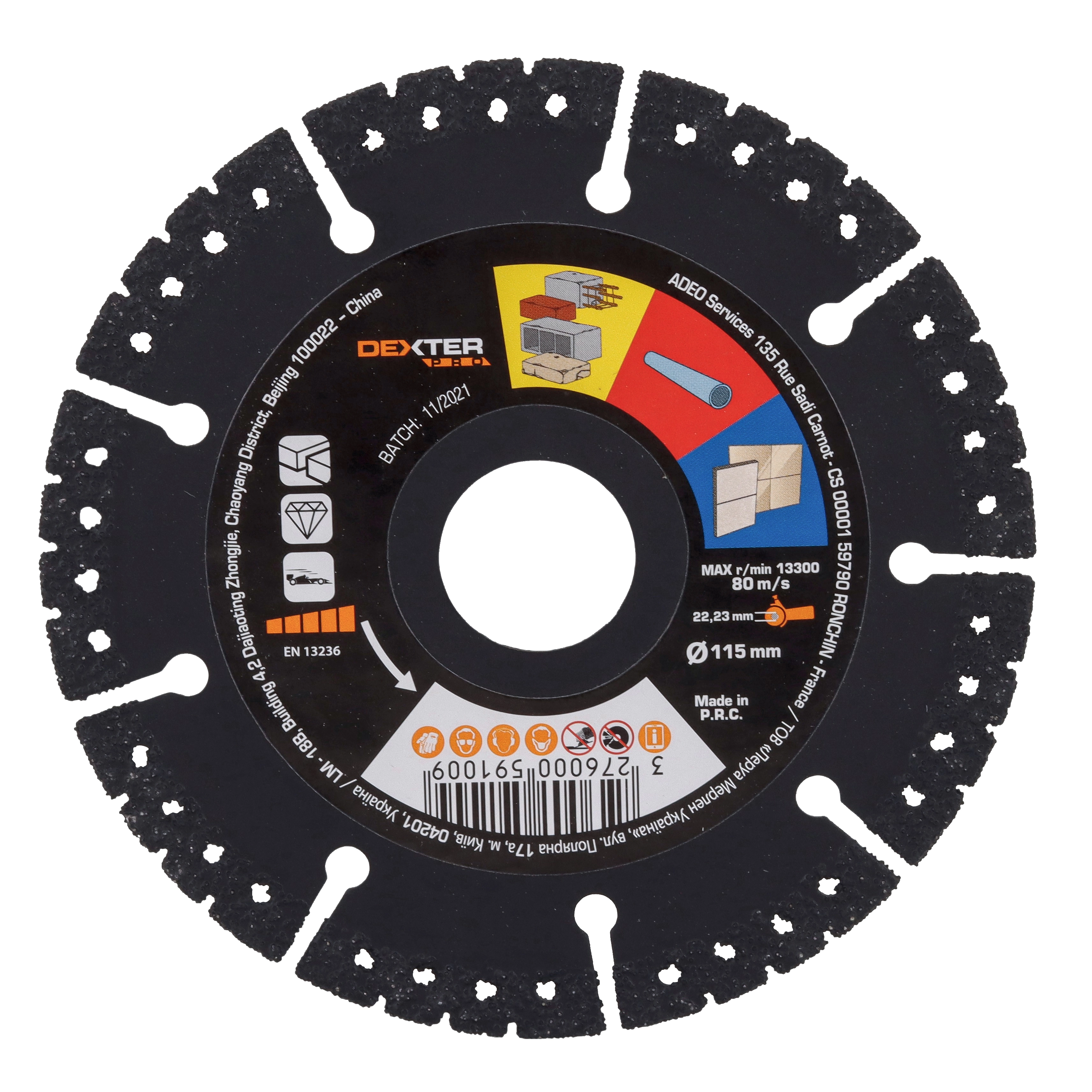 Disco de Corte Diamantado para Multimaterial 4.1/2" 115mm 1 unidade Dexter Pro
