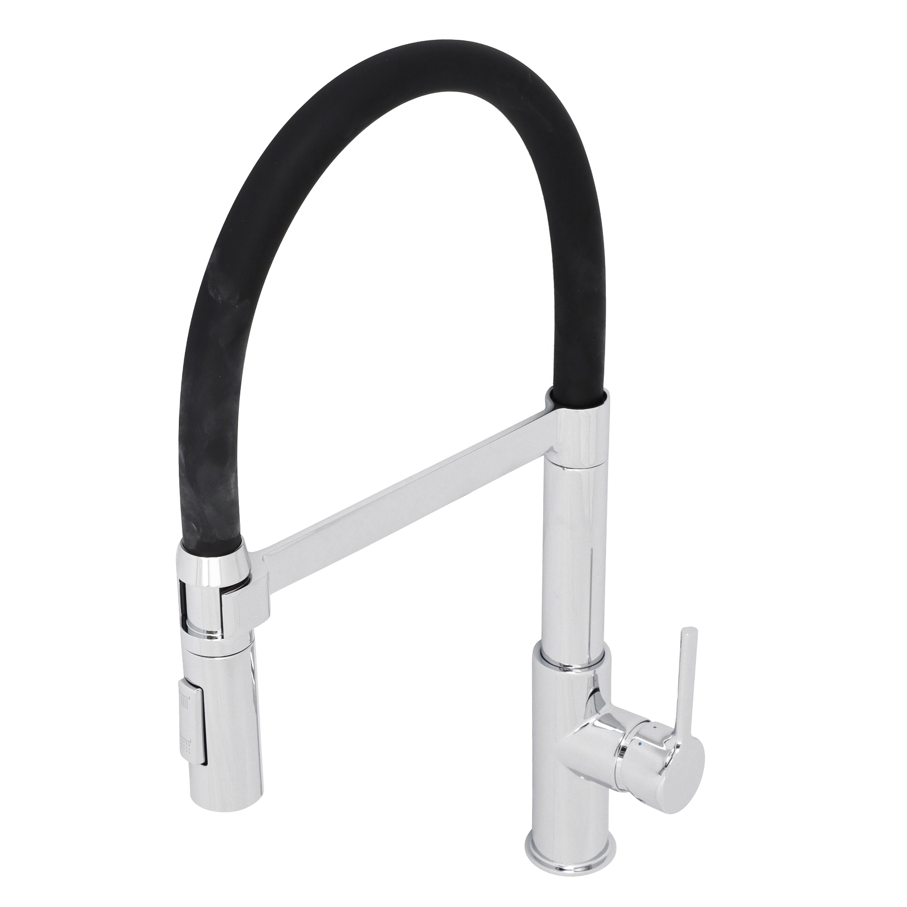 Torneira Monocomando Gourmet de Pia para Cozinha com Bica Alta Flexível Cromada e Preta Holly Delinia