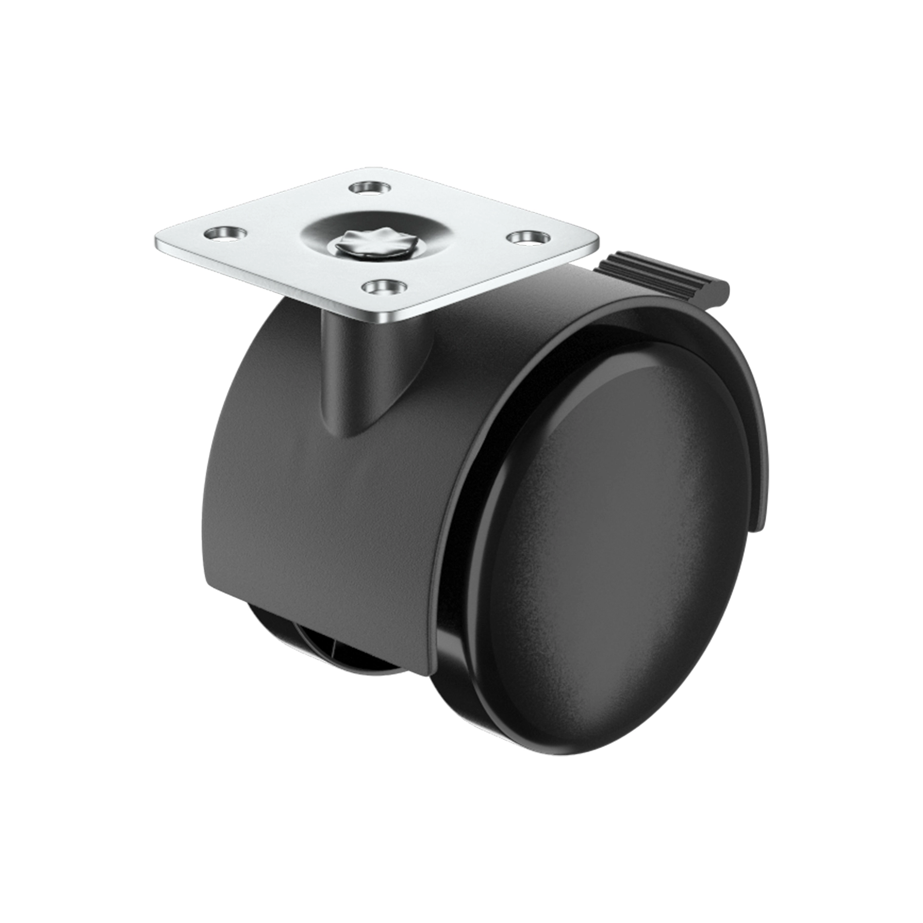 Rodízio de Plástico com Freio Preto 50mm até 40kg Standers