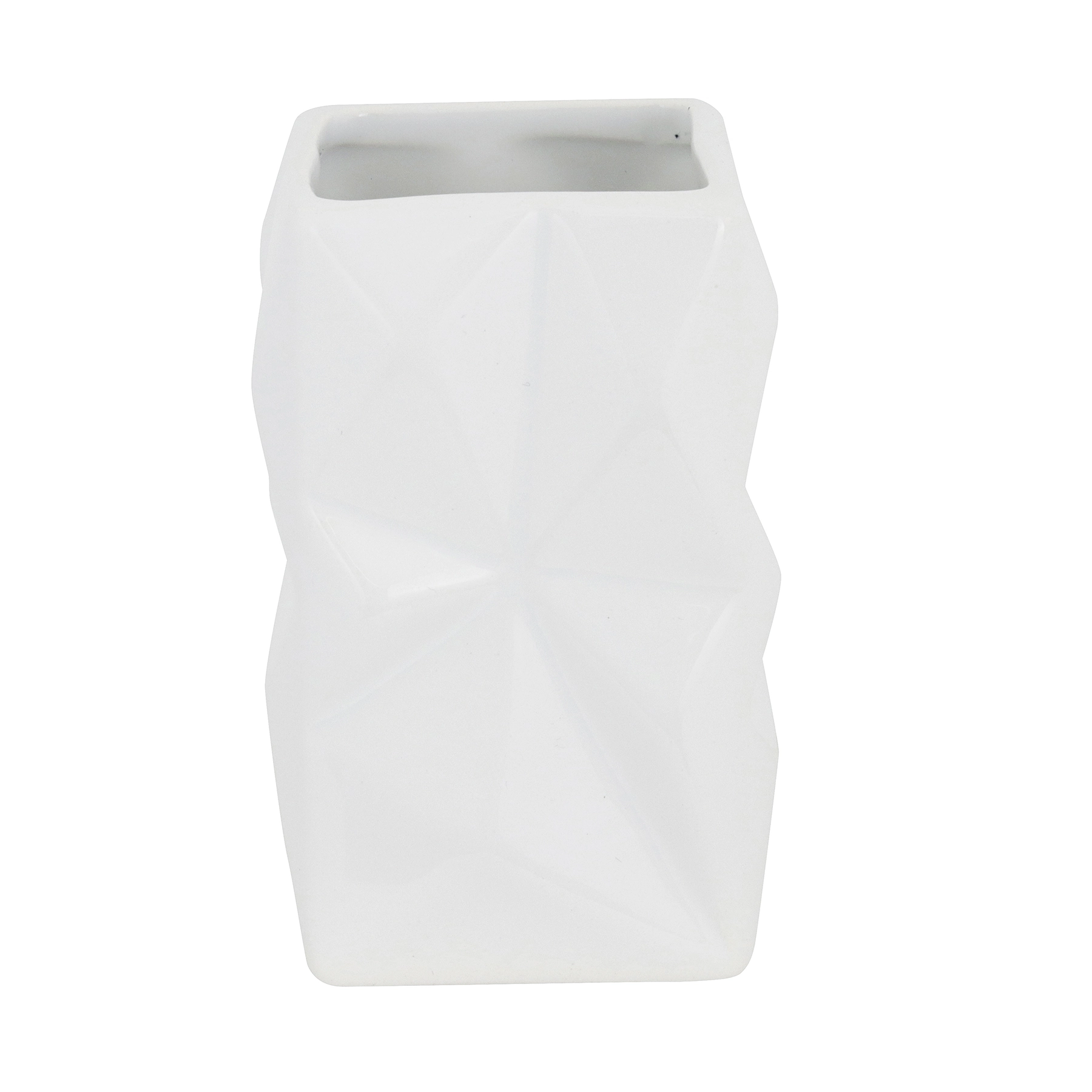 Porta Objetos de Bancada para Banheiro Cerâmica Branco Diamond Importado
