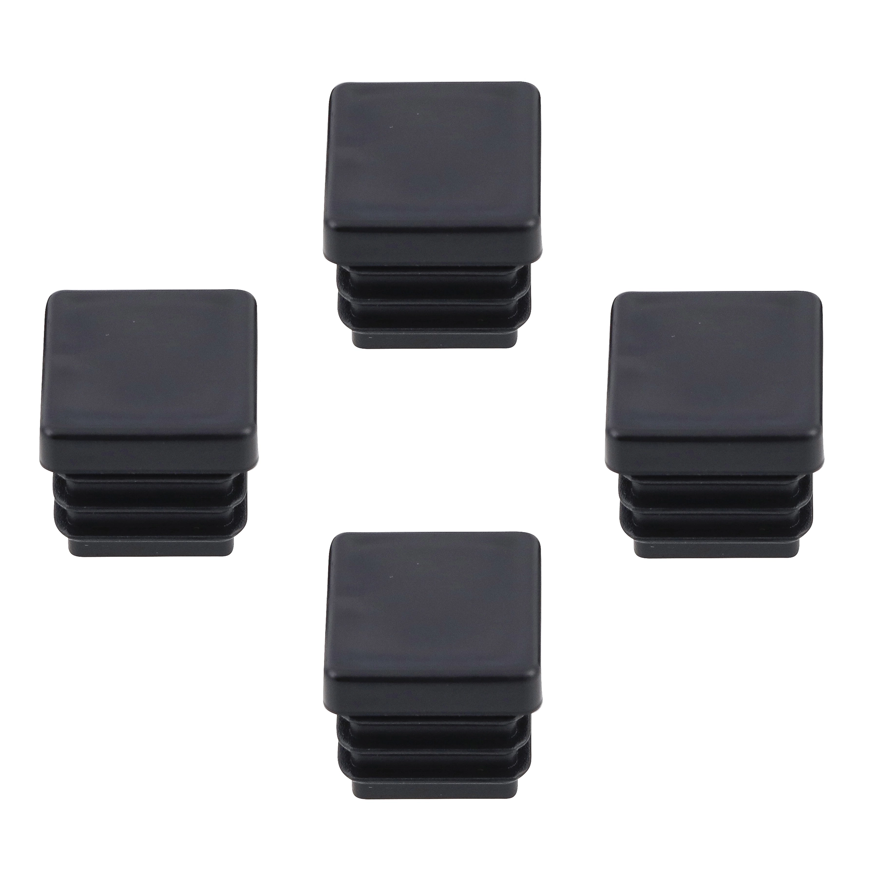 Ponteira Preto PVC Embutir Quadrado 25x25mm 4 peças