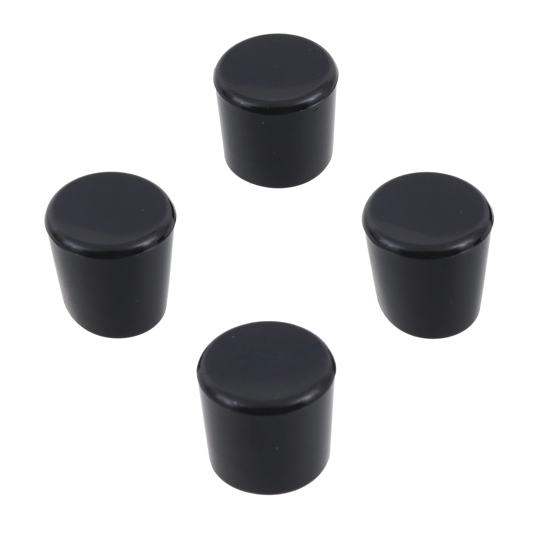 Ponteira Preto PVC Sobrepor Redondo 18mm 4 peças