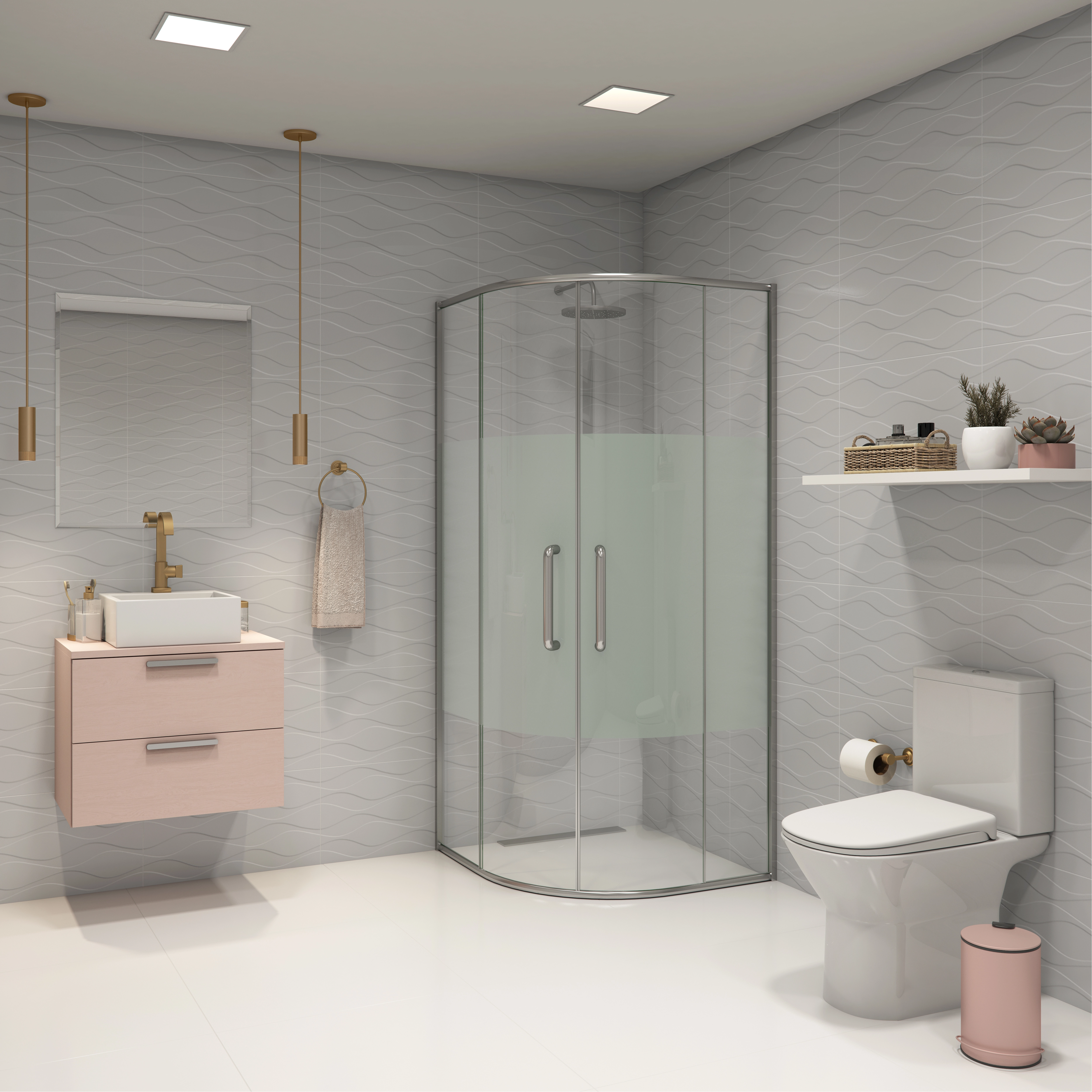 Box de Canto de Correr Vidro 190x90x90cm Incolor Kit Prata Sensea