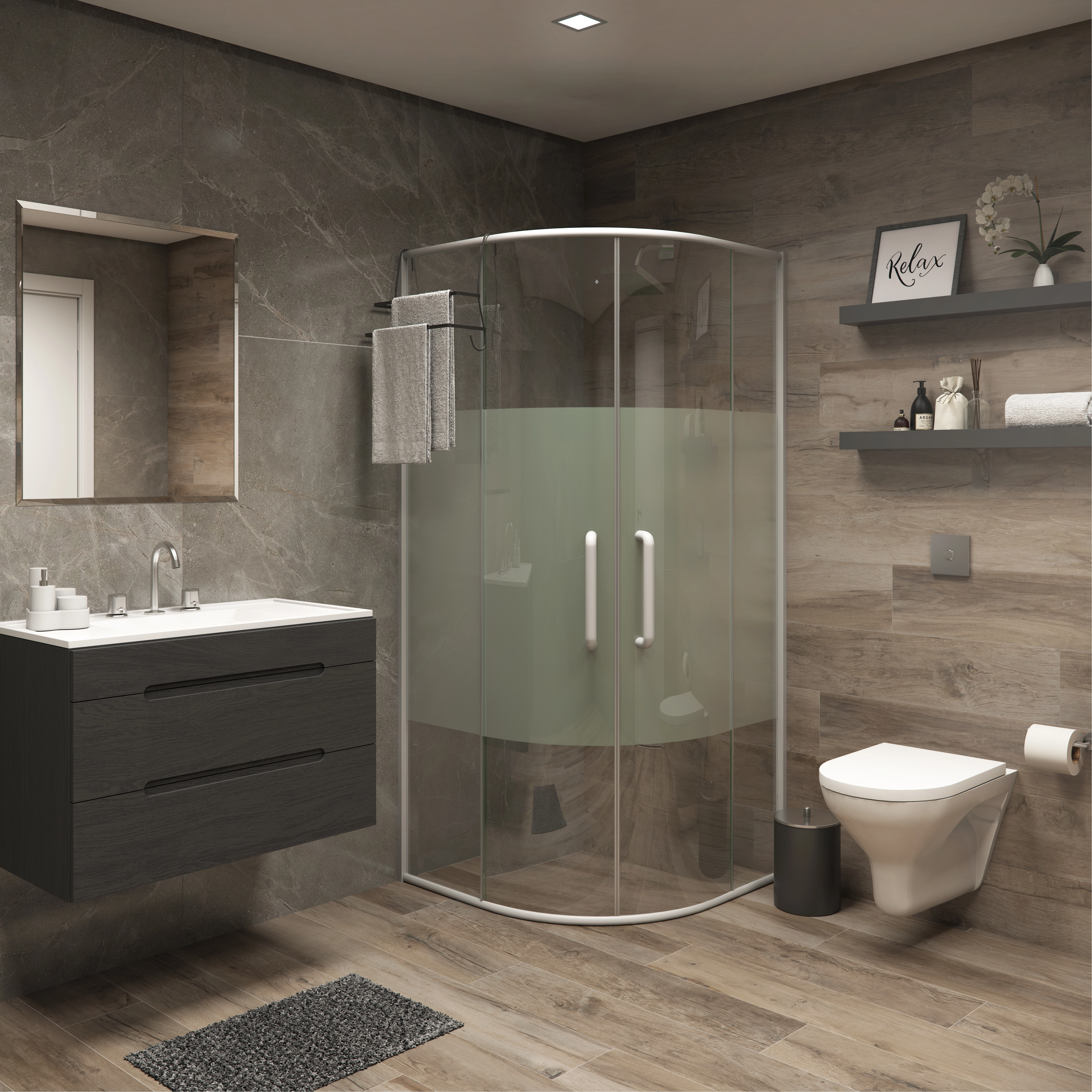 Box de Canto de Correr Vidro 185x80x80cm Incolor Kit Branco Sensea