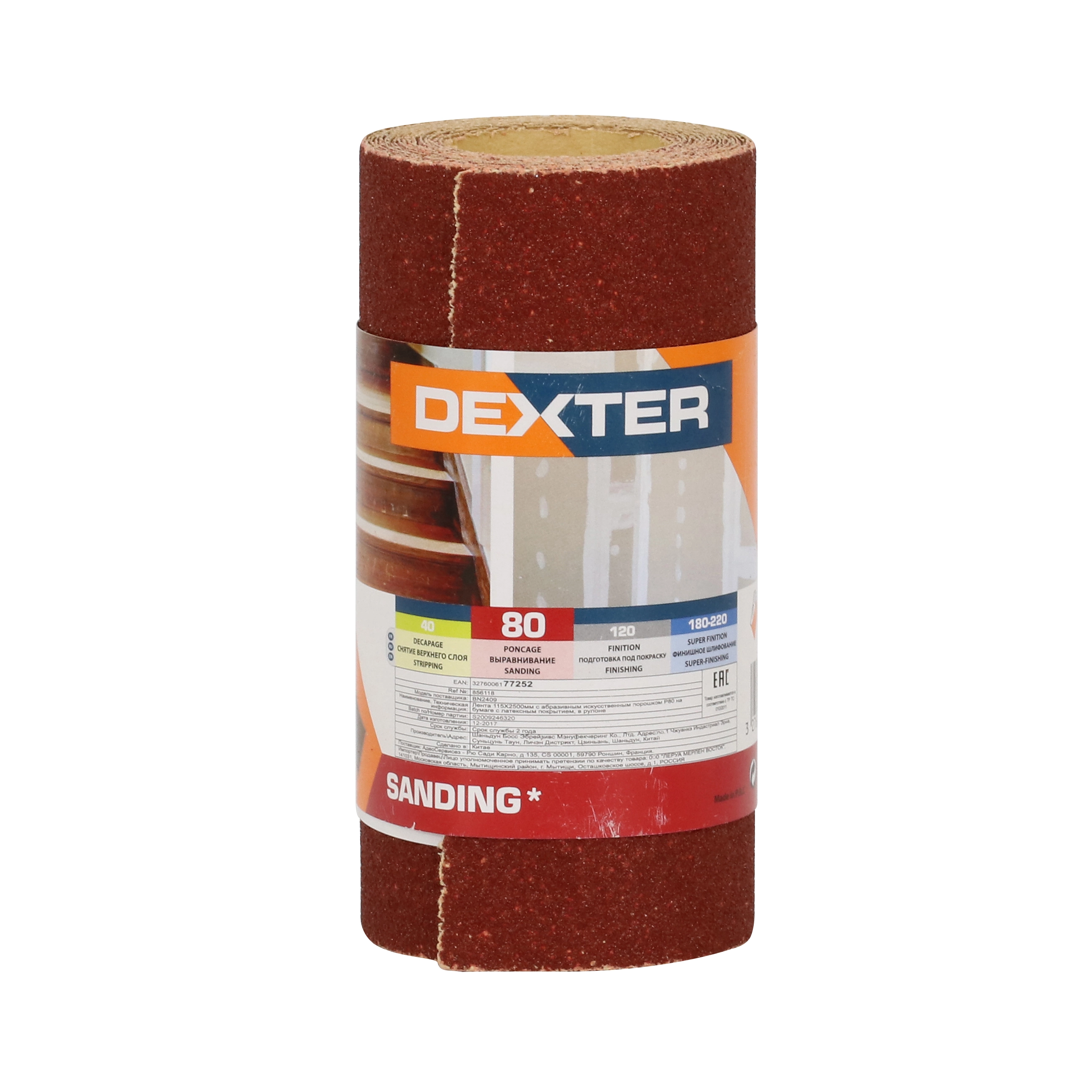 Rolo de Lixa Manual e Orbital Madeira Grão 80 115x2500mm Dexter
