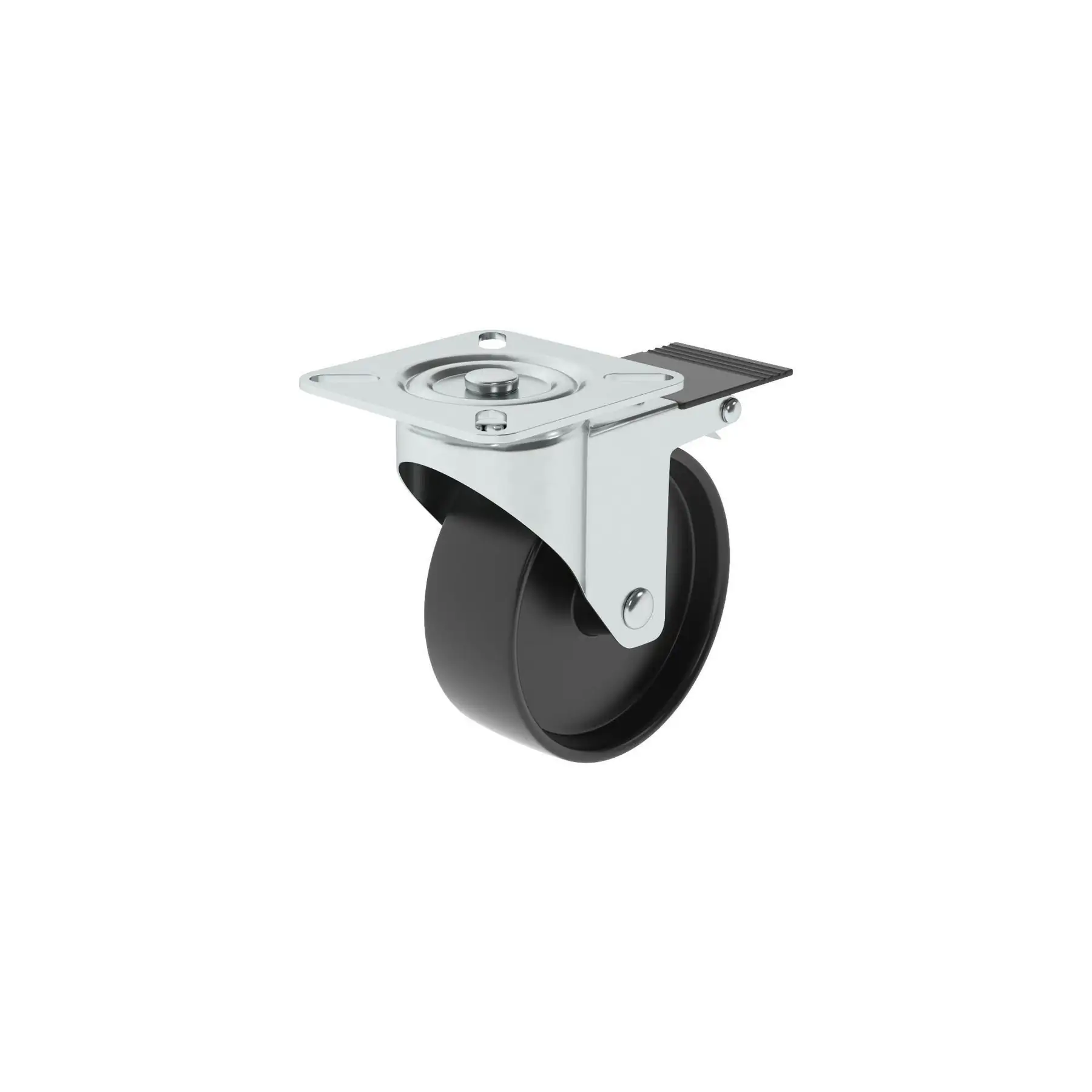 Rodízio de Plástico com Freio Preto 75mm até 40kg Standers
