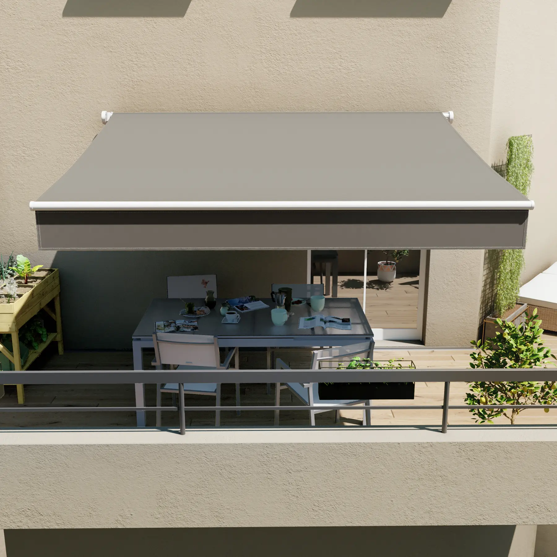 Toldo Retrátil Poliéster Manual Cinza 4,00x3,00m Calima Naterial