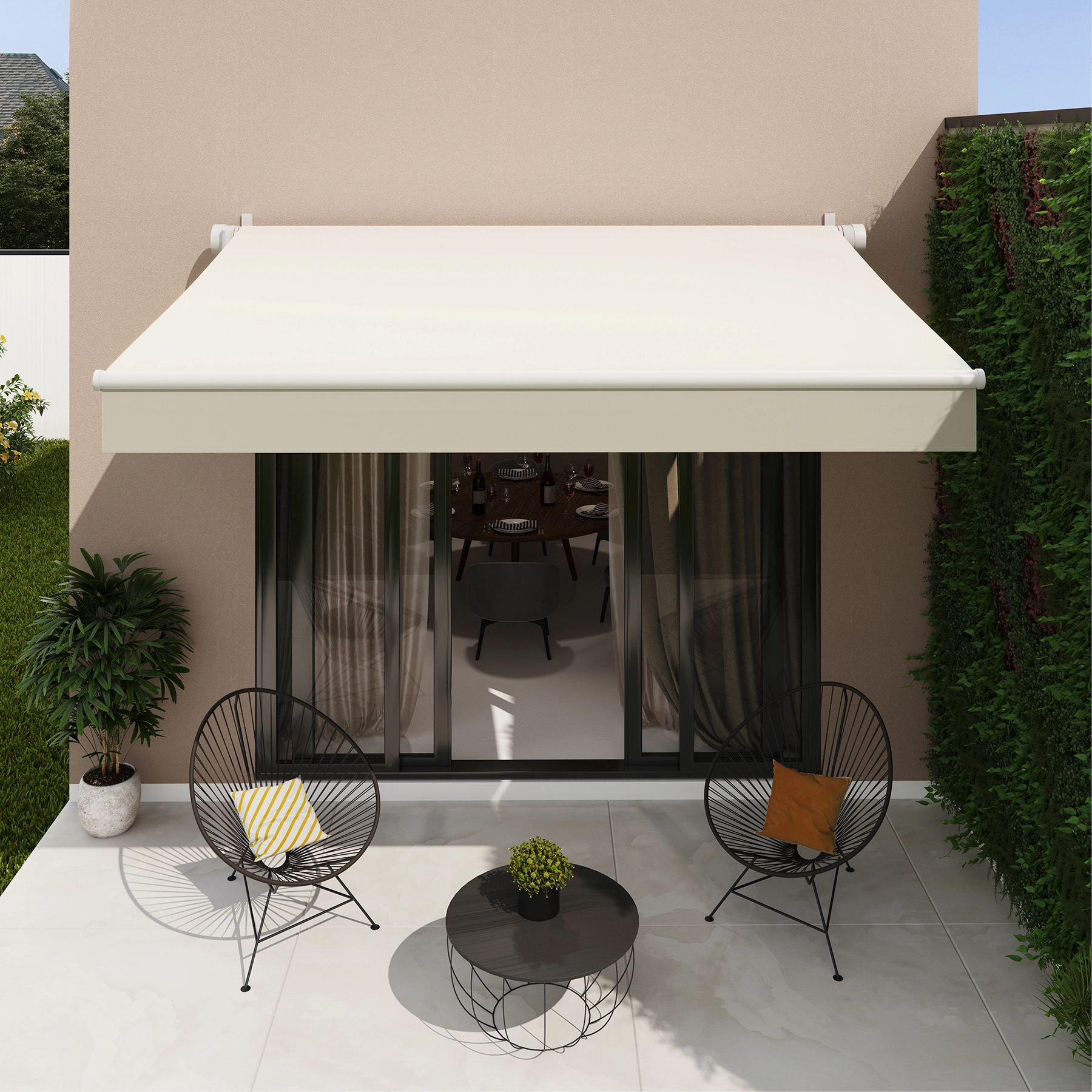 Toldo Retrátil Poliéster Manual Bege 4,00x3,00m Calima Naterial