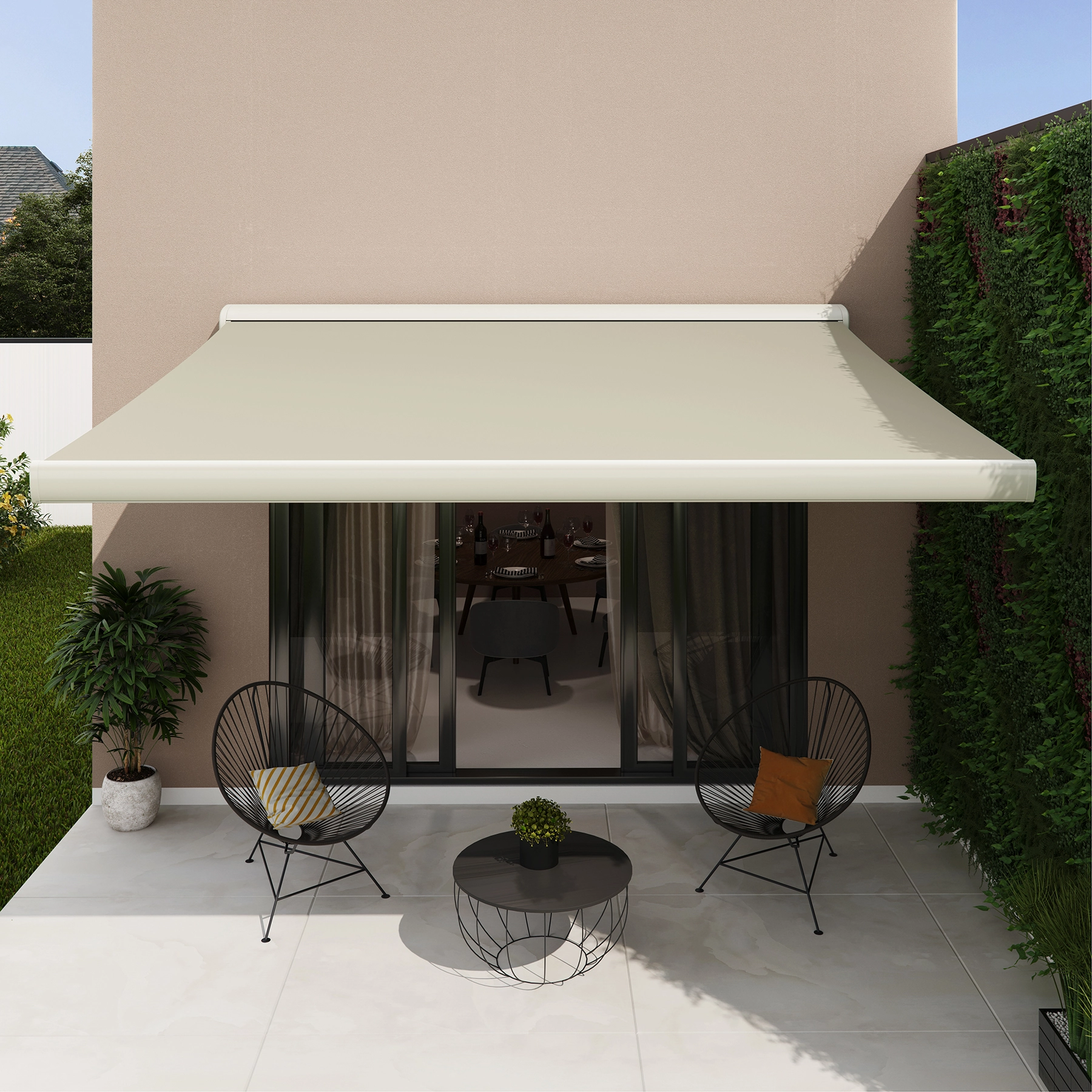 Toldo Retrátil Poliéster Motorizado 220V Bege 3,95x3,00m Zefir Naterial