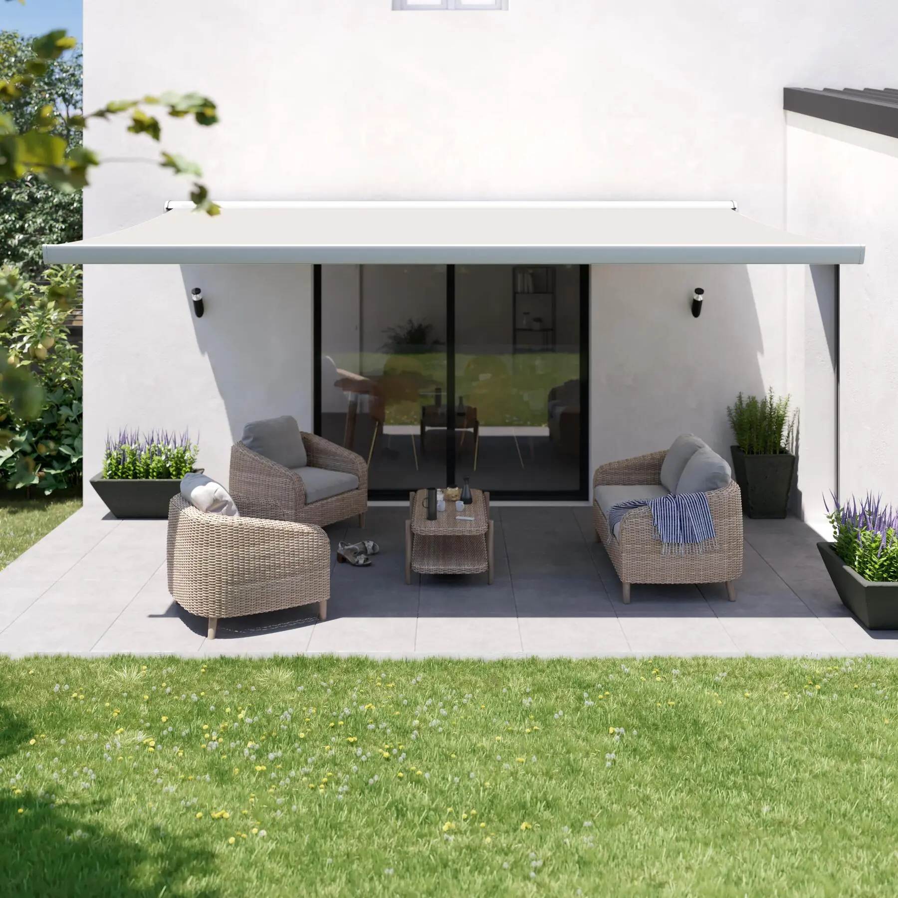 Toldo Retrátil Poliéster Motorizado 220V Bege 2,95x2,50m Zefir Naterial