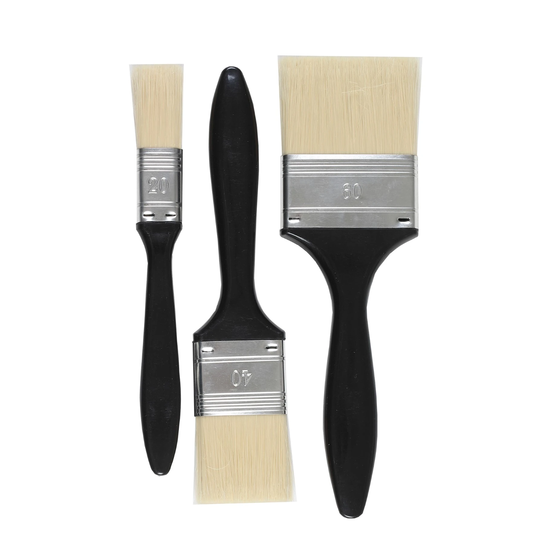 Kit Pincel para Tinta Acrílica 20mm 40mm 60mm Preto 3 Unidades
