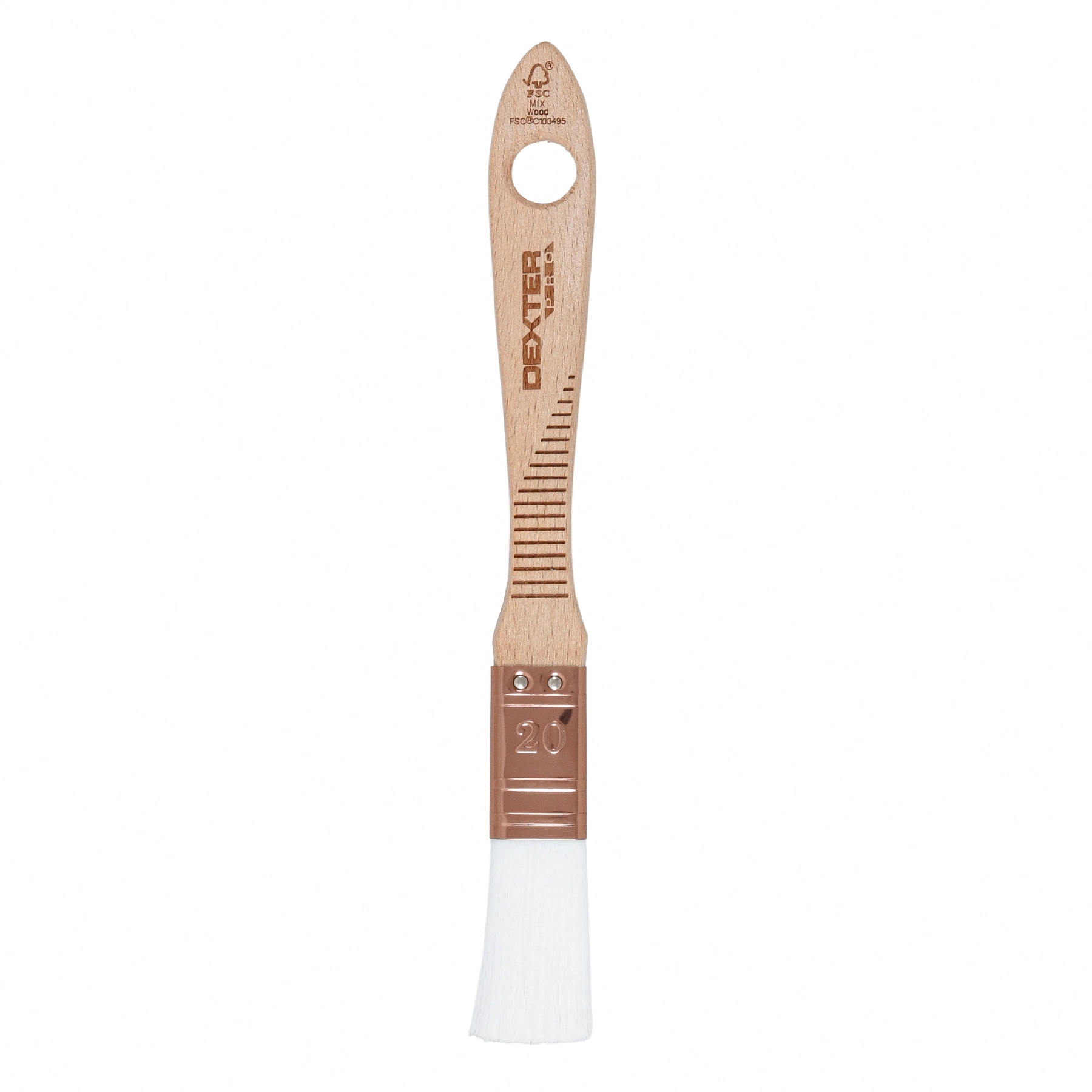 Pincel para Tinta Acrílica e Látex Nylon 20mm Dexter Pro Cabo de Madeira Bege