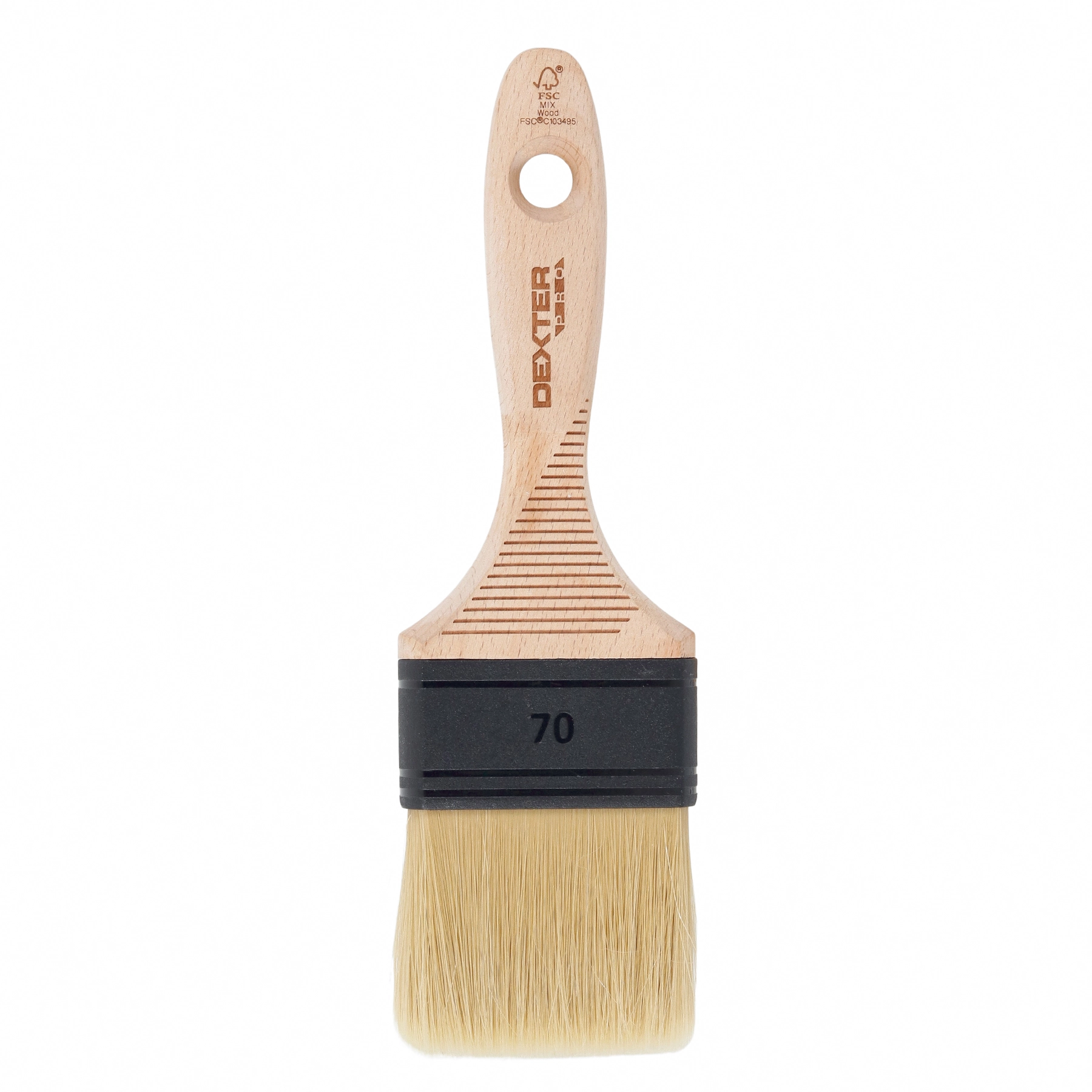 Pincel para Tinta Acrílica e Látex 70mm Dexter Pro Cabo de Madeira Bege
