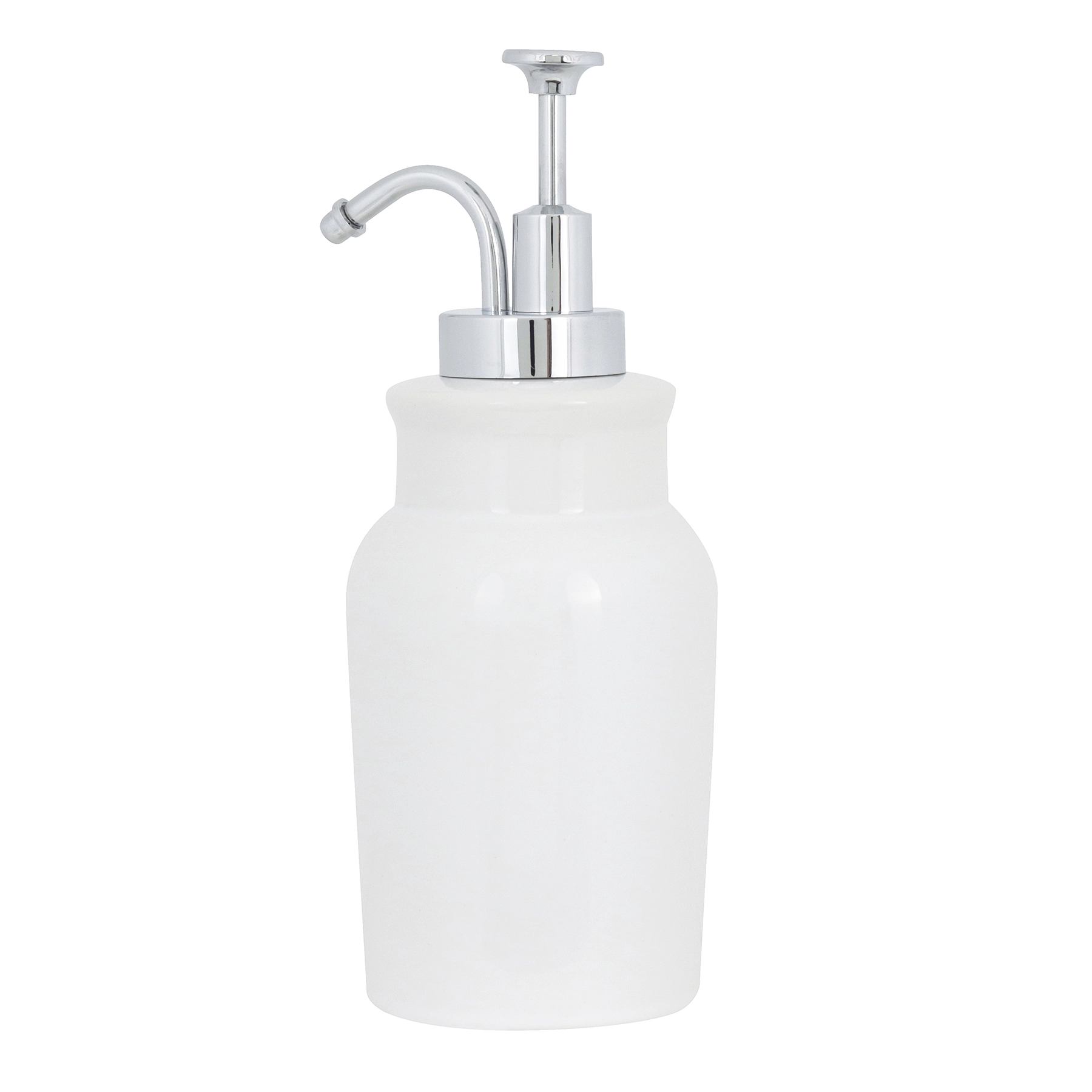 Porta Sabonete Líquido de Bancada para Banheiro 400ml Cerâmica Branco Pendora Sensea