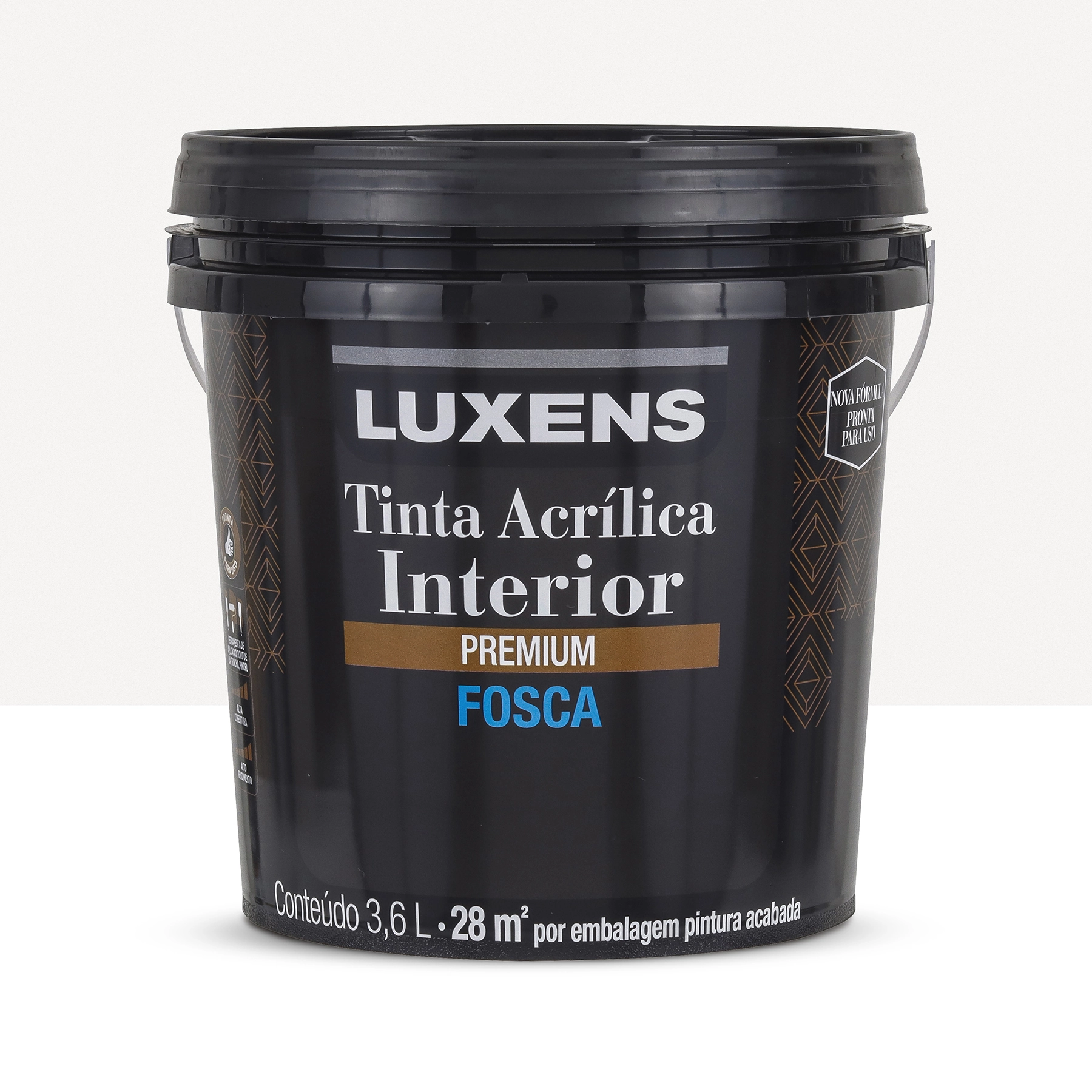 Tinta Acrílica Fosca Pronta para Uso Premium Interior Branca 3,6 L Luxens