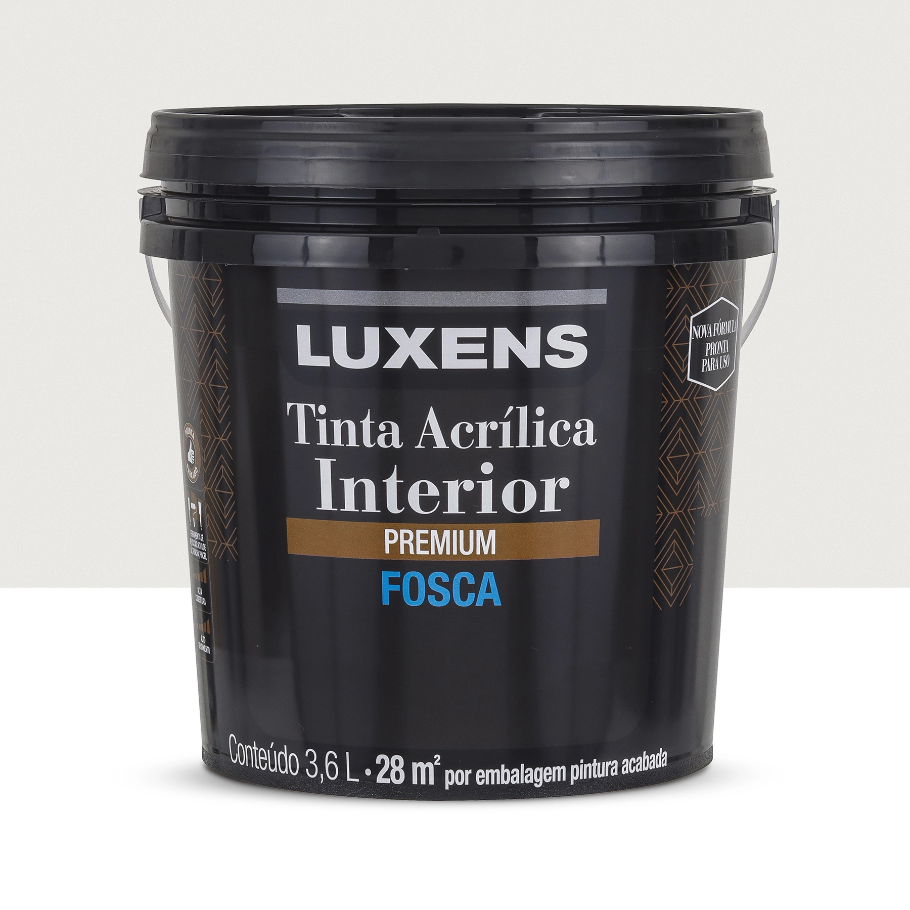 Tinta Acrílica Fosca Pronta para Uso Premium Interior Gelo 3,6 L Luxens