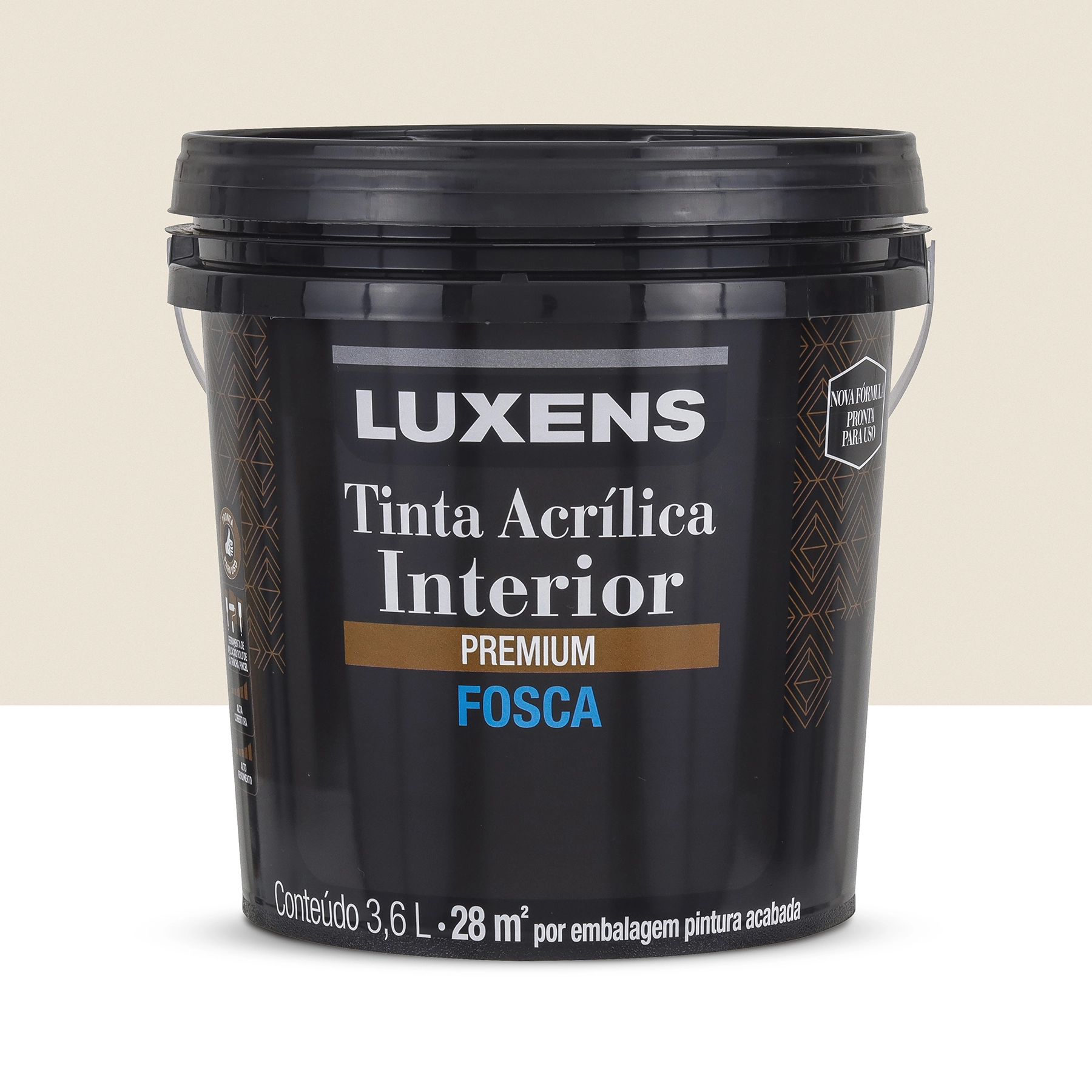 Tinta Acrílica Fosca Pronta para Uso Premium Interior Algodão 3,6 L Luxens