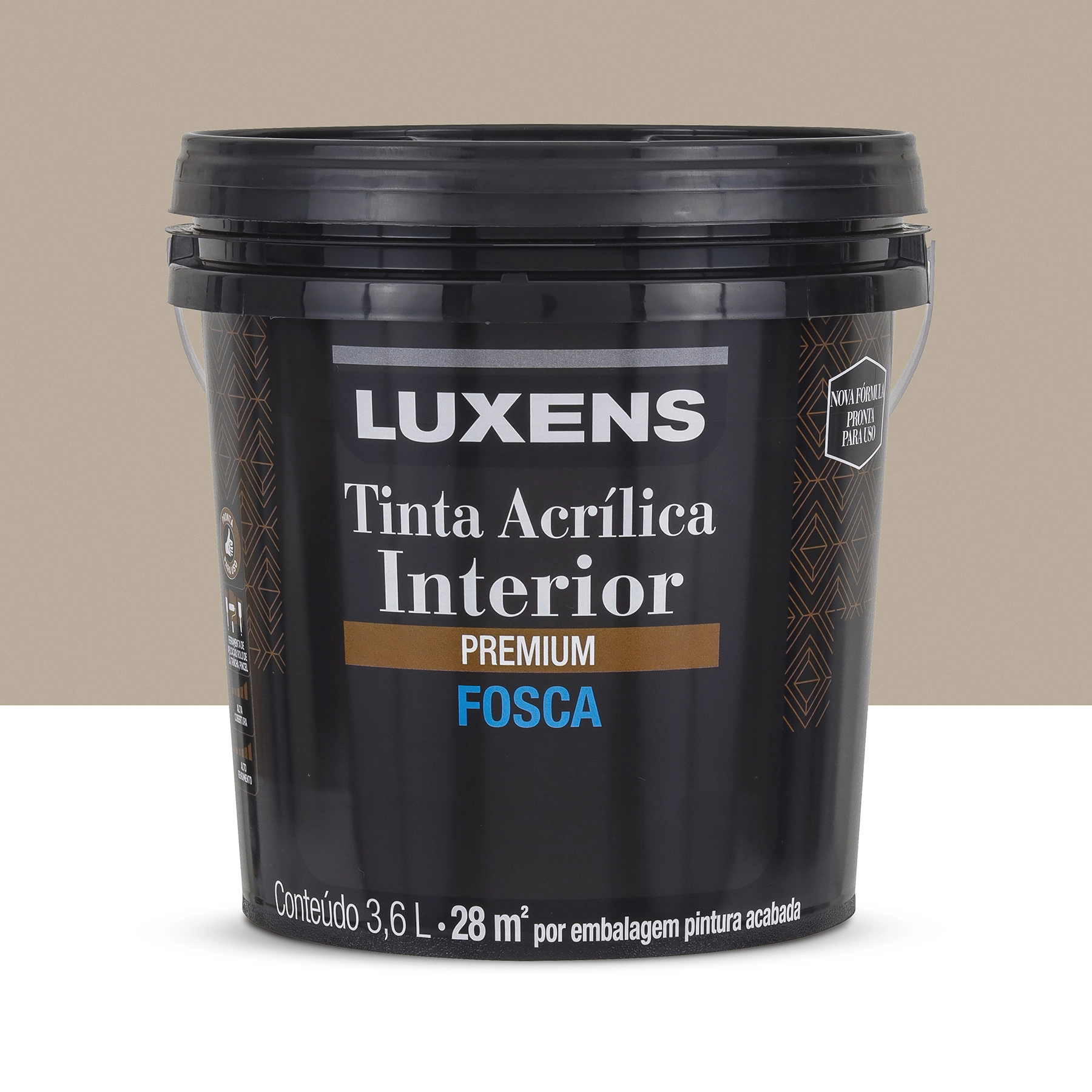 Tinta Acrílica Fosca Pronta para Uso Premium Interior Lebre Selvagem 3,6 L Luxens