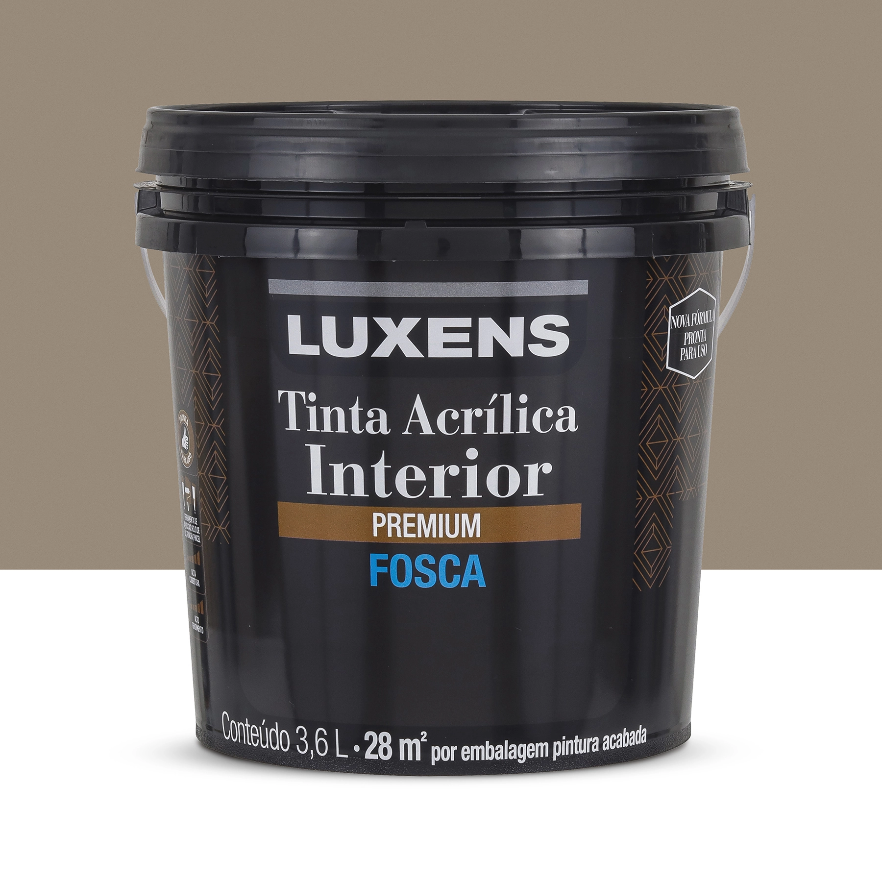 Tinta Acrílica Fosca Pronta para Uso Premium Interior Trench 3,6 L Luxens