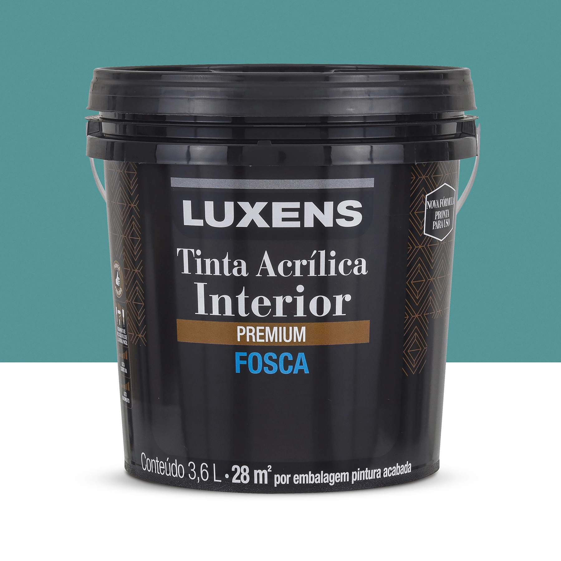 Tinta Acrílica Fosca Pronta para Uso Premium Interior Azul Cristalino Seco 3,6 L Luxens