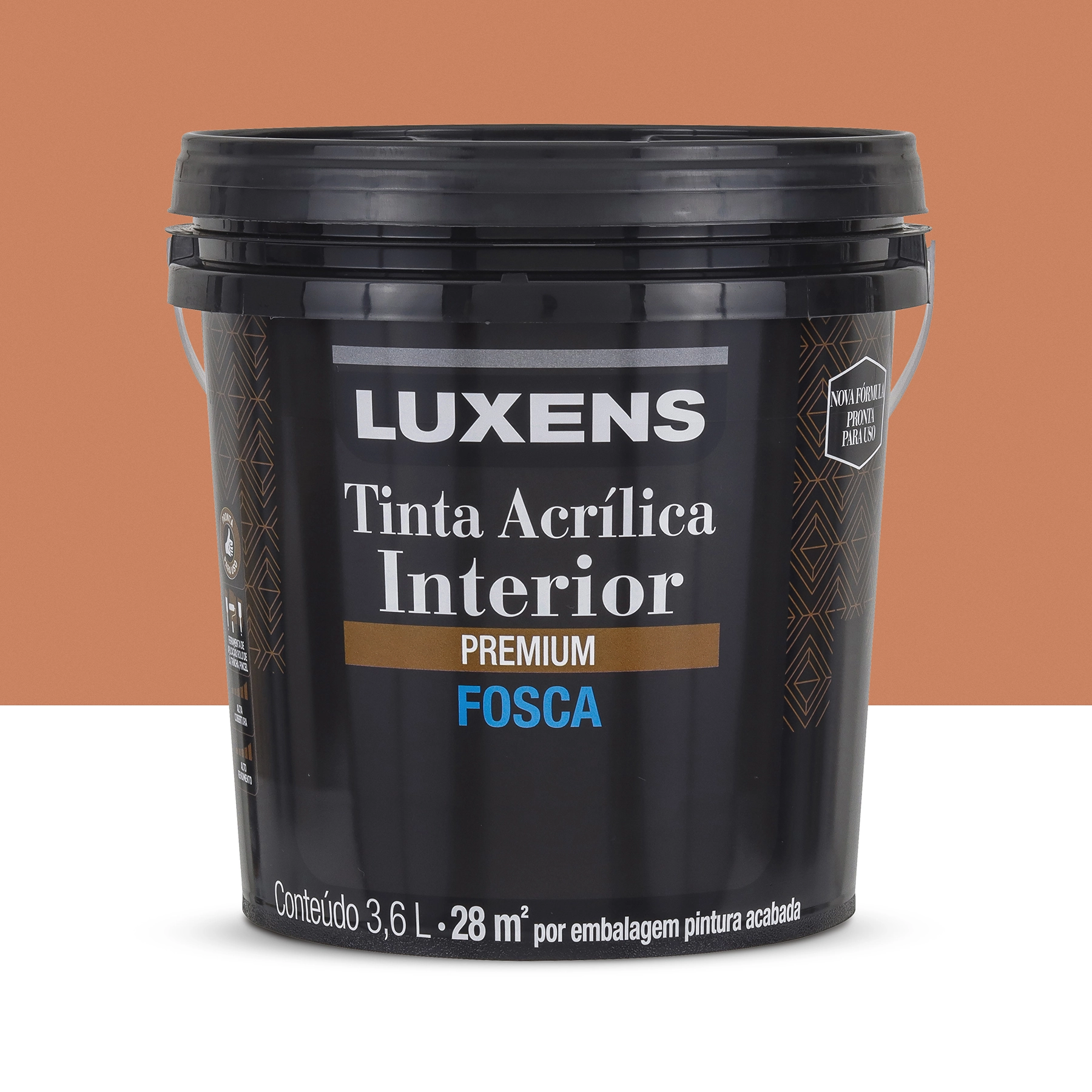 Tinta Acrílica Fosca Pronta para Uso Premium Interior Cotta 3,6 L Luxens