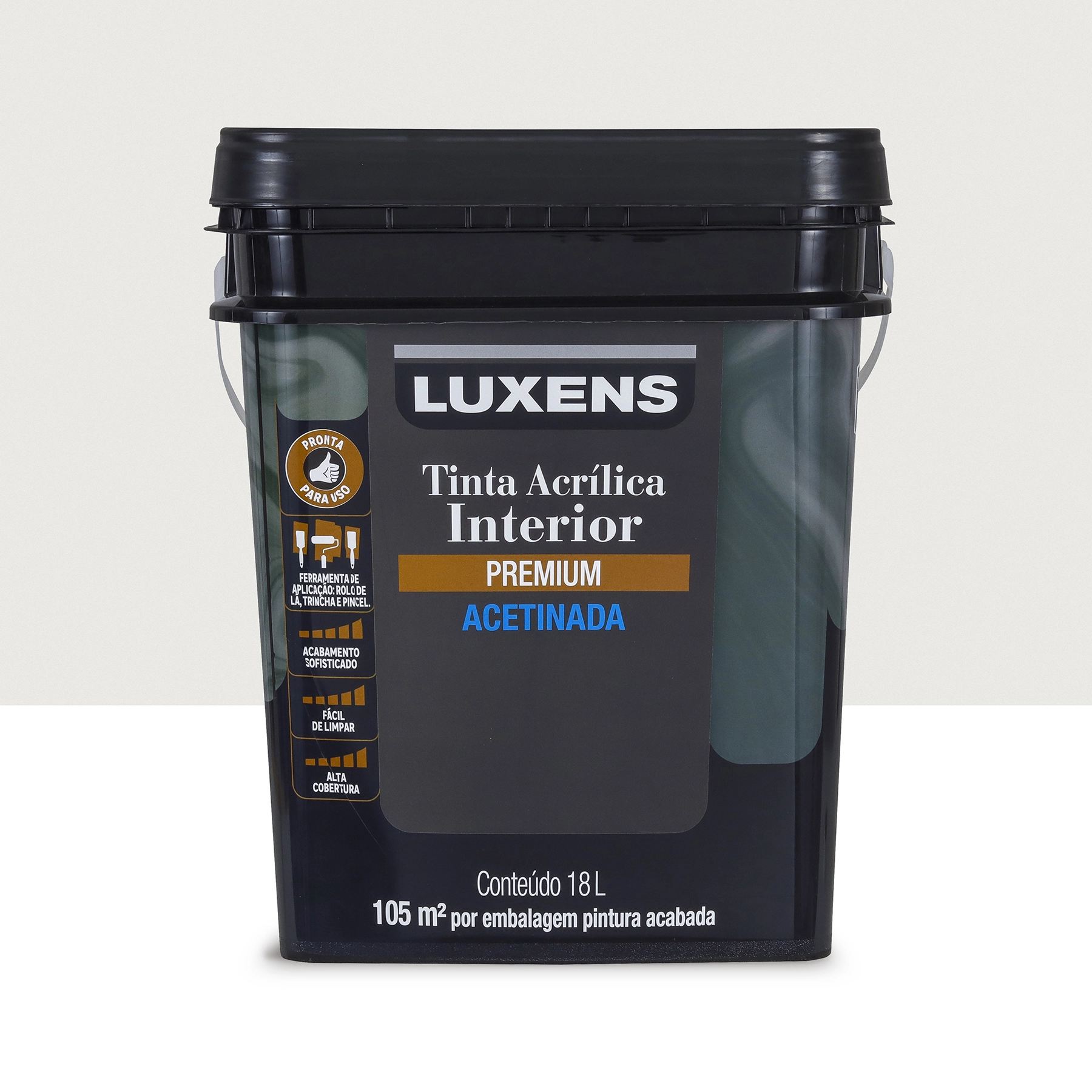 Tinta Acrílica Acetinada Pronta para Uso Premium Interior Gelo 18 L Luxens