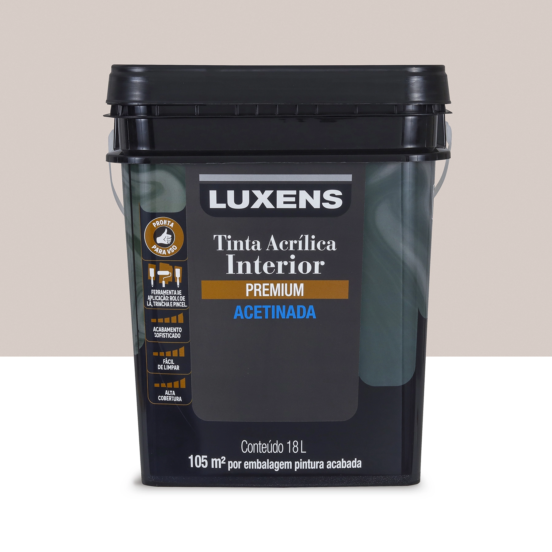 Tinta Acrílica Acetinada Pronta para Uso Premium Interior Algodão Egípcio Cream 18 L Luxens