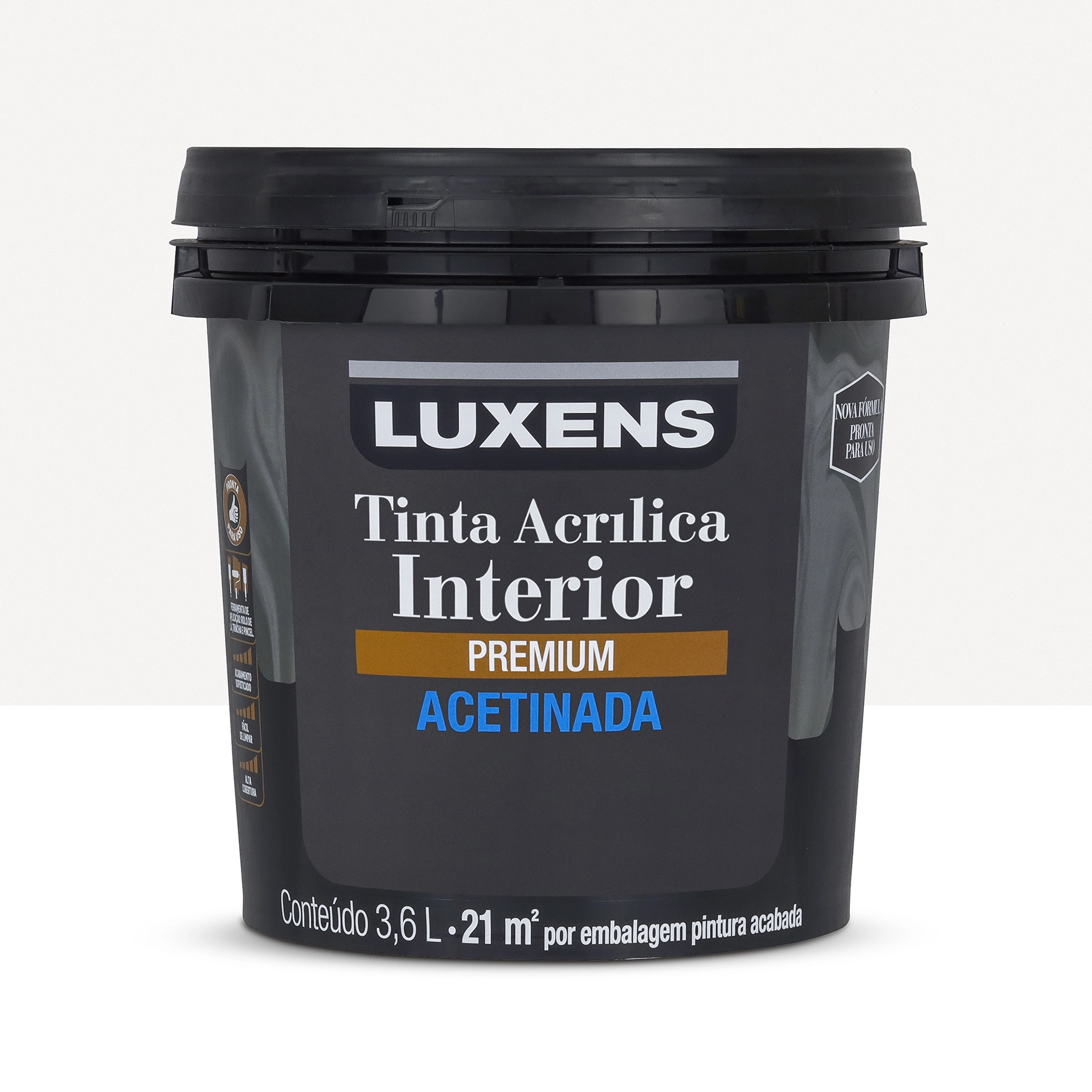 Tinta Acrílica Acetinada Pronta para Uso Premium Interior Branca 3,6 L Luxens
