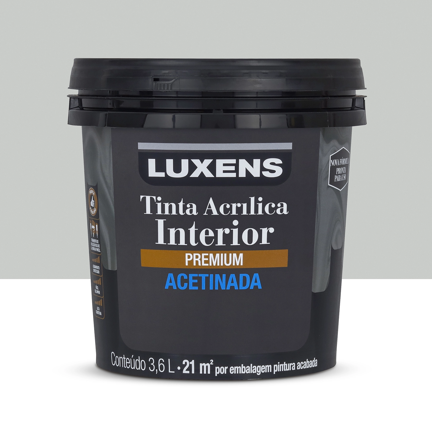 Tinta Acrílica Acetinada Pronta para Uso Premium Interior Crômio 3,6 L Luxens