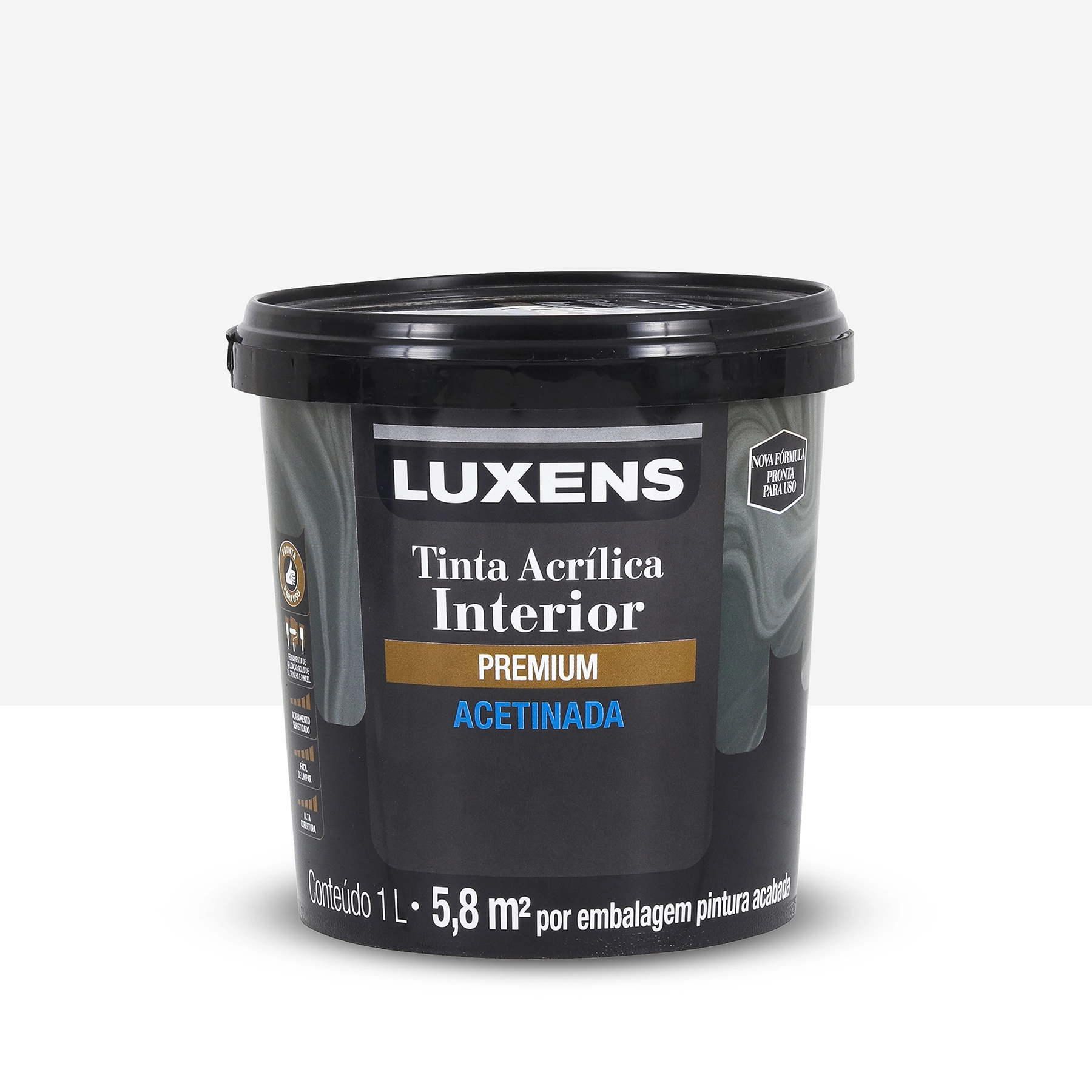 Tinta Acrílica Acetinada Pronta para Uso Premium Interior Branca 1 L Luxens