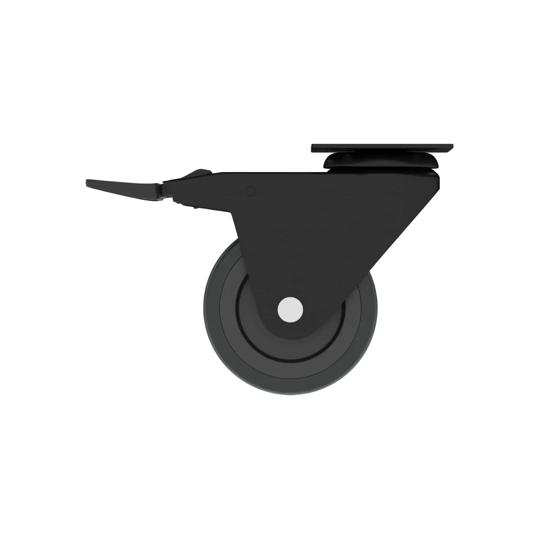 Rodízio de Plástico com Freio Preto 50mm até 40kg Standers