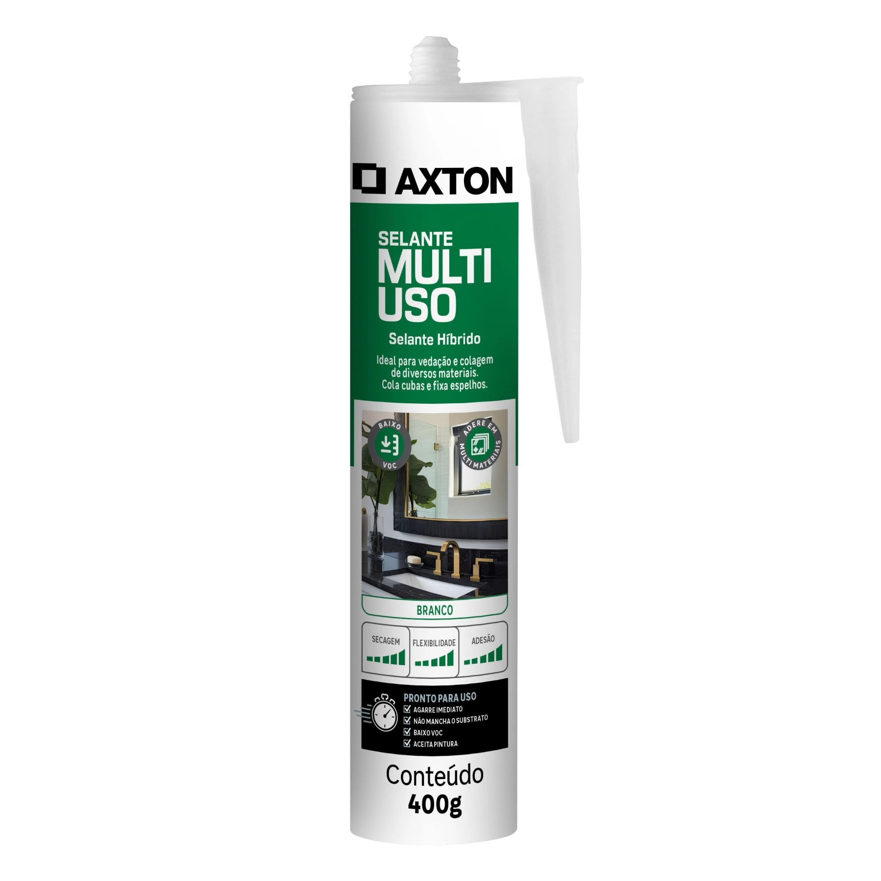 Selante Híbrido para Portas, Janelas, Fachadas Branco Tubo 400g Axton