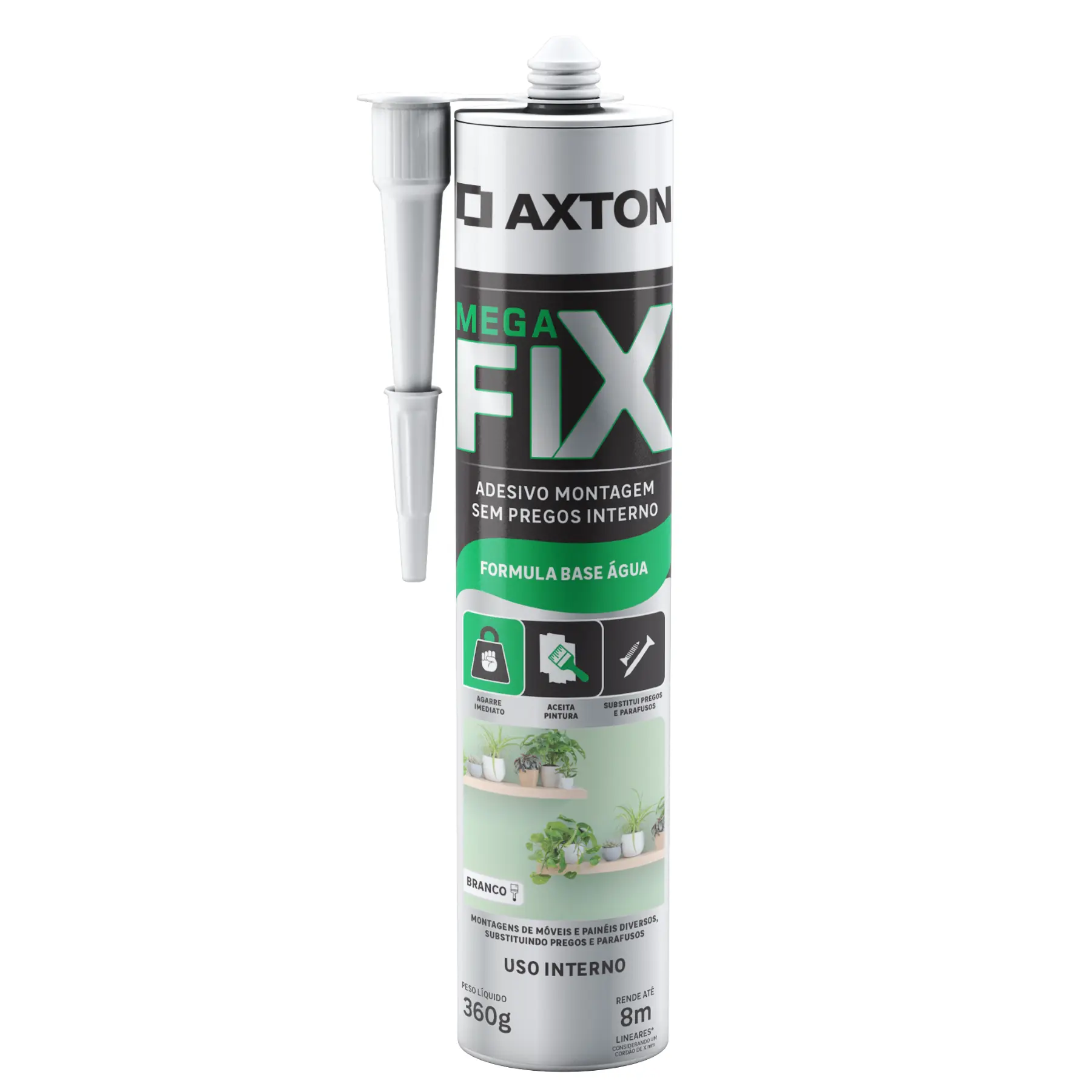 Adesivo de Montagem para Fixar sem Pregos Uso Interno 360g Axton