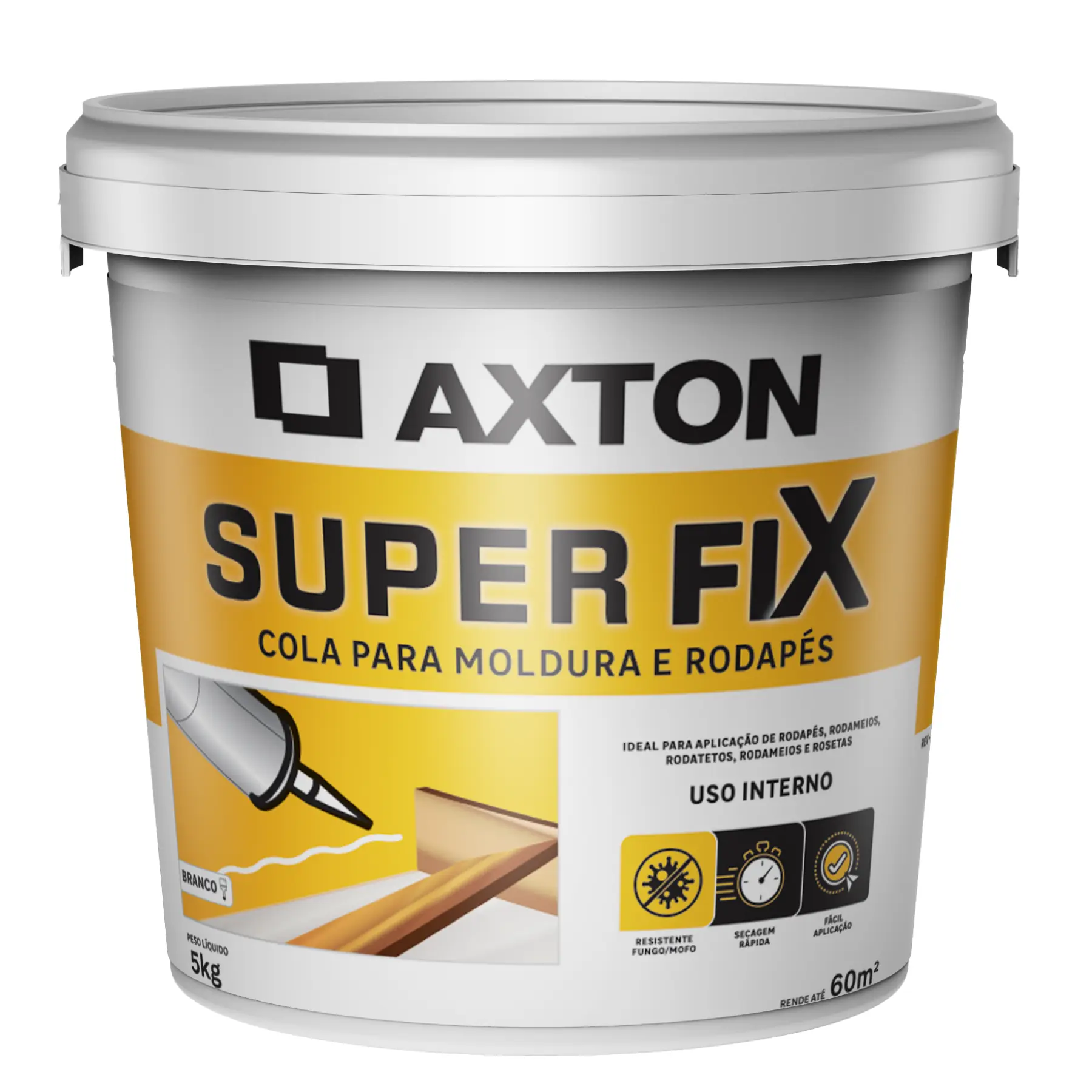 Cola para Moldura e Rodapé Áreas Internas Branco 5kg Axton