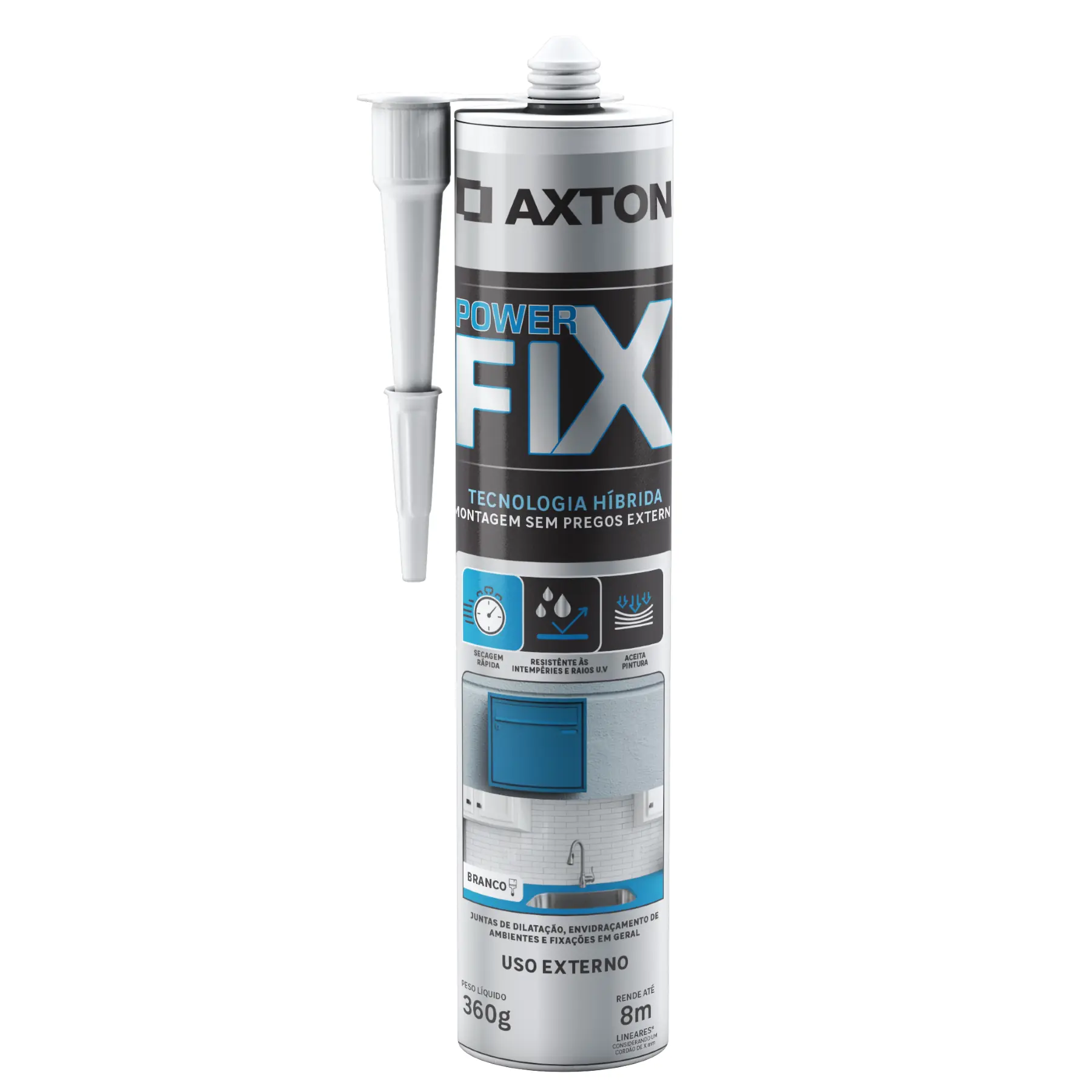 Adesivo de Montagem Fixar sem Pregos Tubo Externo 360g Axton