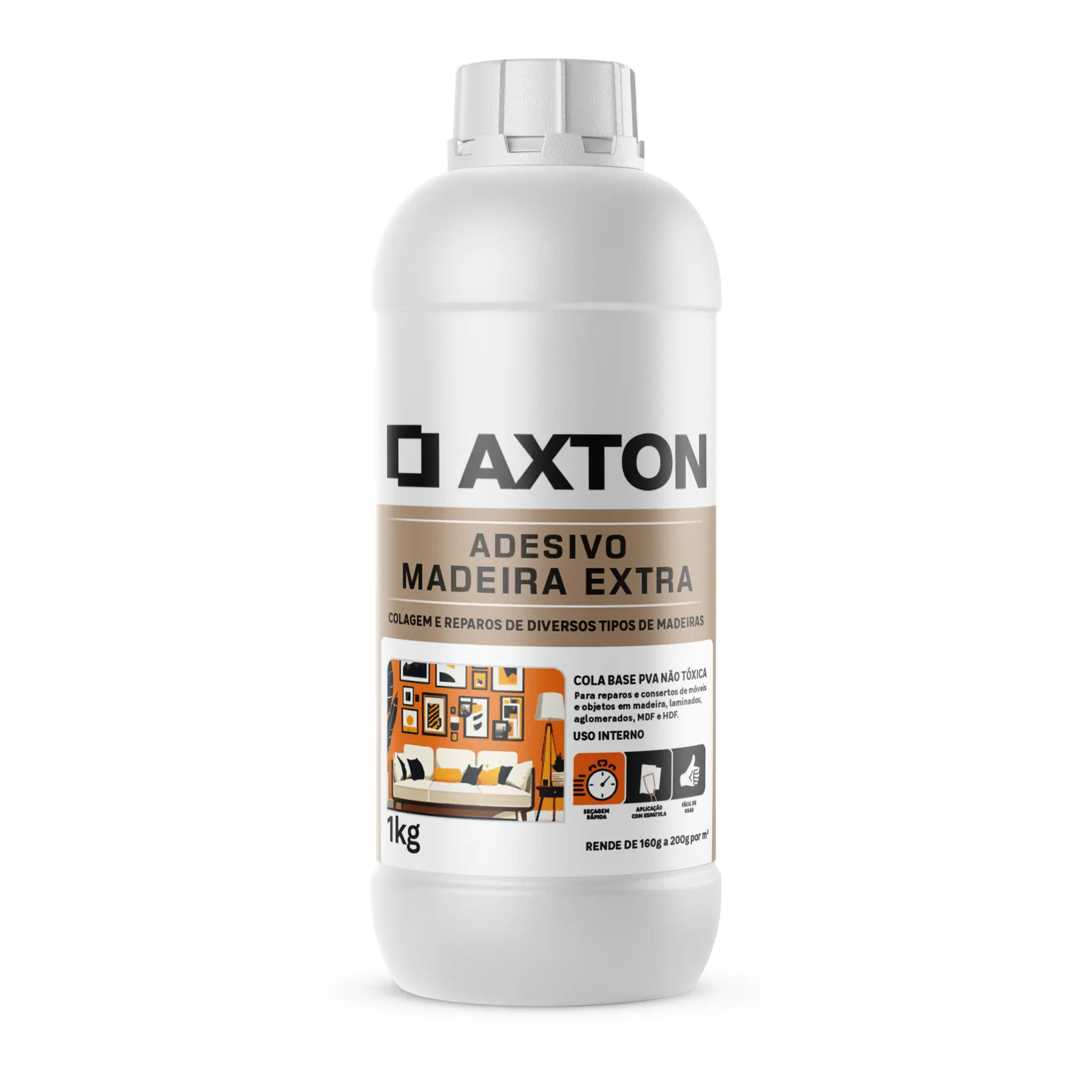 Adesivo para Madeira Áreas Externas Branco 1kg Axton