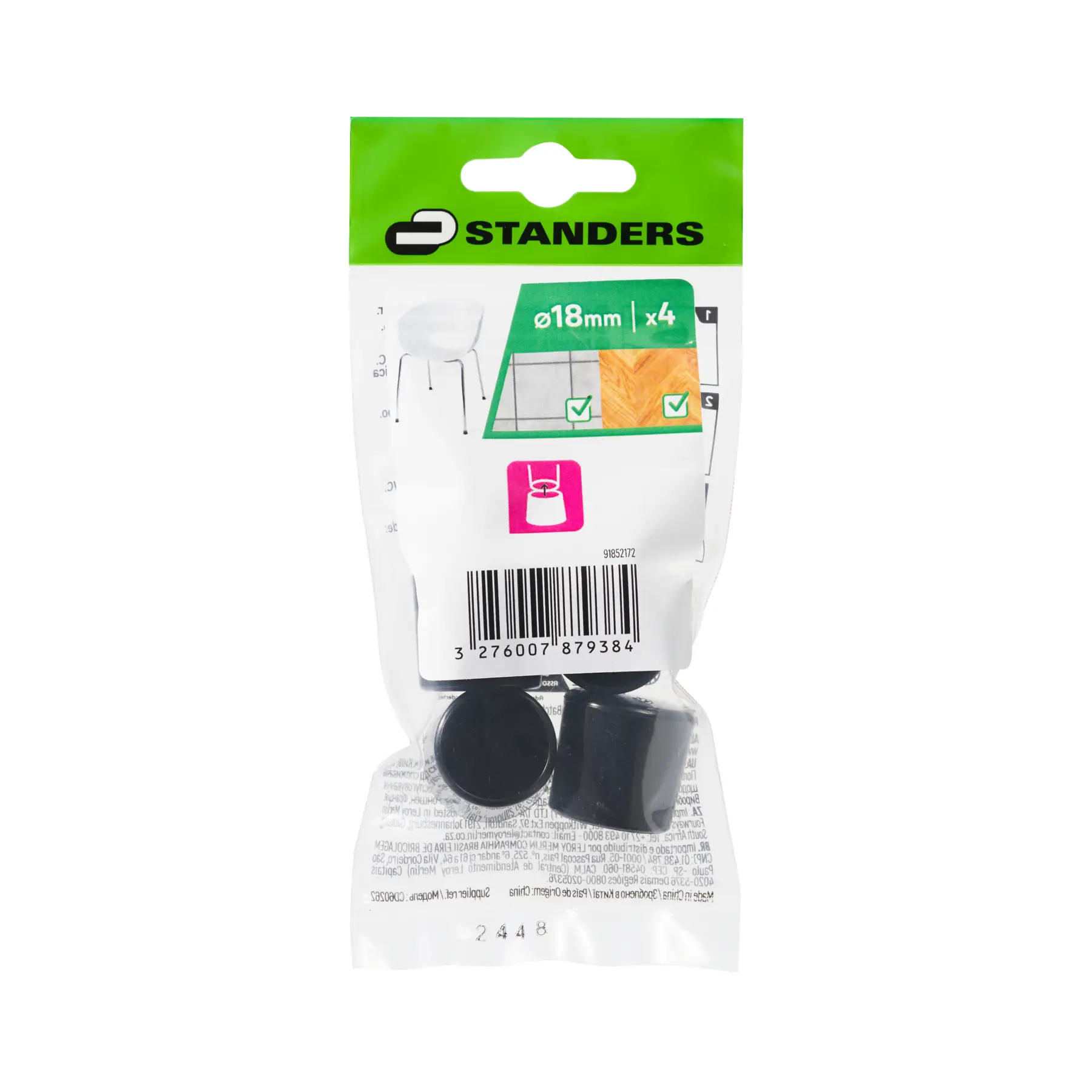 Feltro Redondo 18mm com 4 Peças Preto Standers
