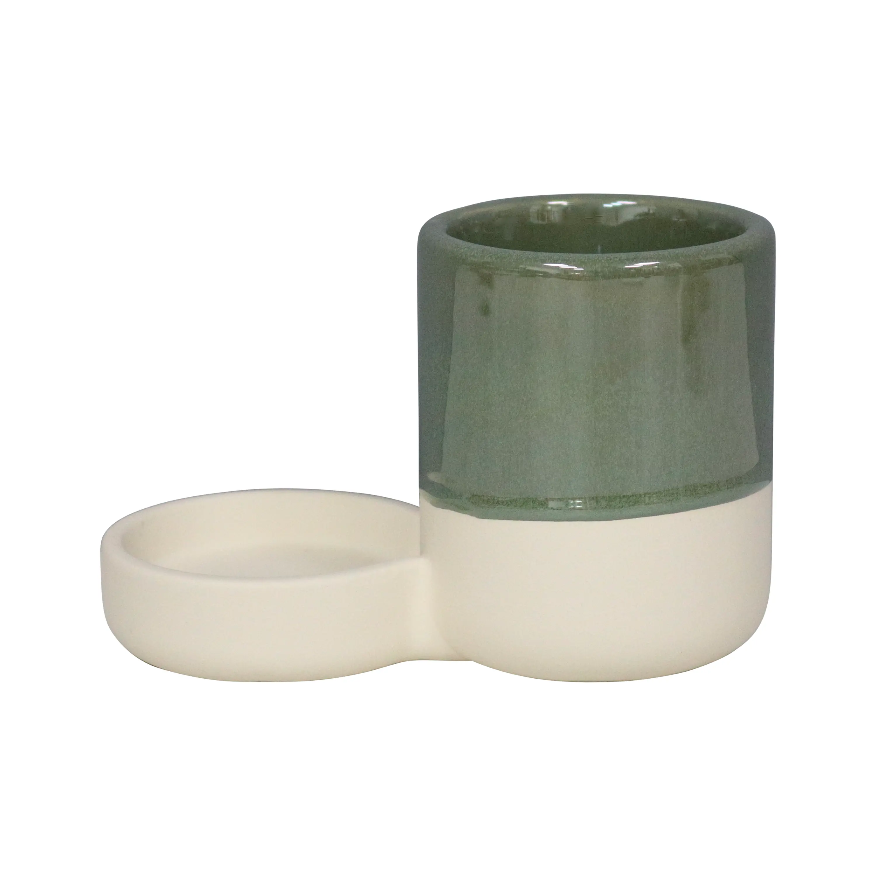 Porta Escova de Dente de Bancada para Banheiro Cerâmica Verde Glaze Sensea