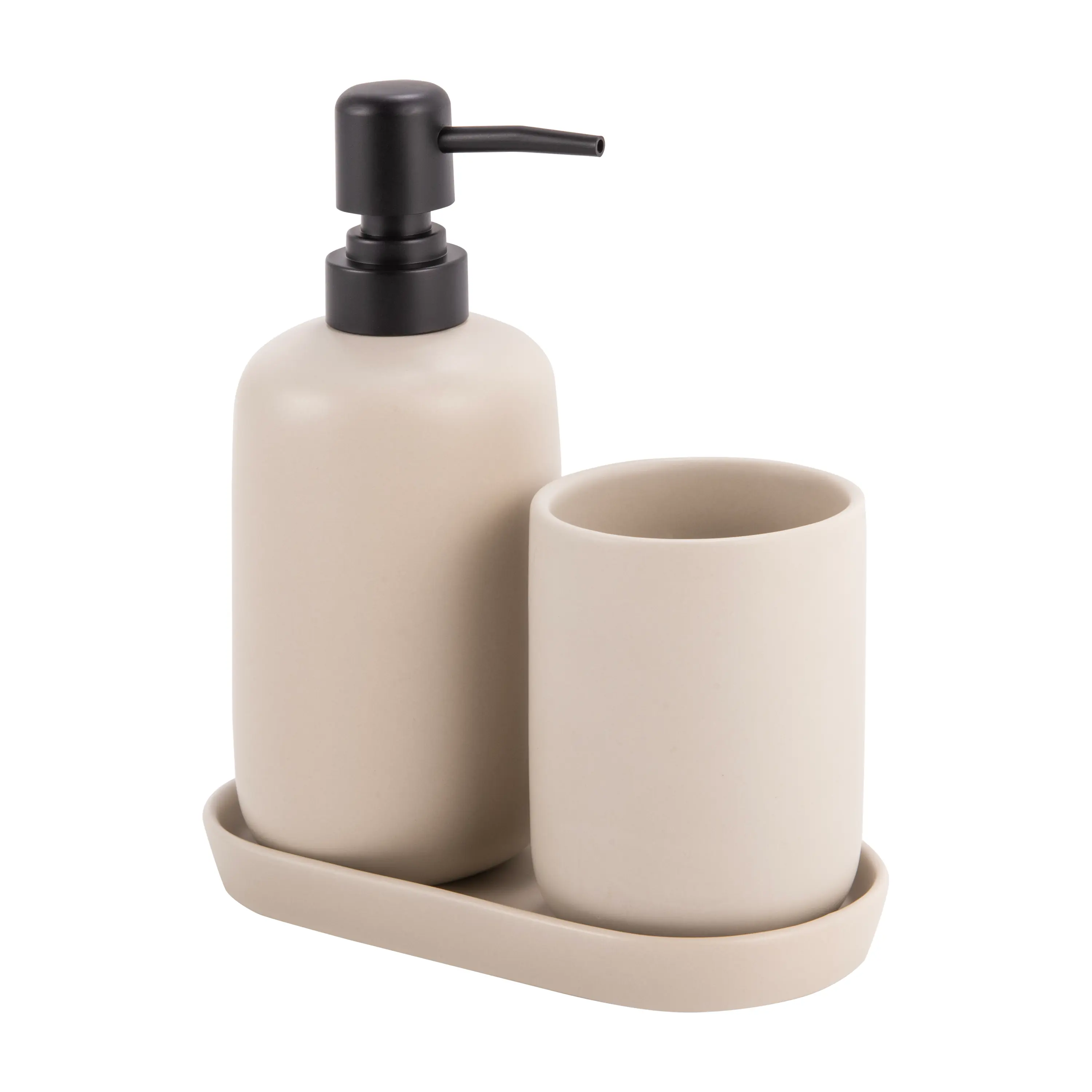 Kit Acessórios de Bancada para Banheiro 3 Peças Cerâmica Trench Mia Sensea