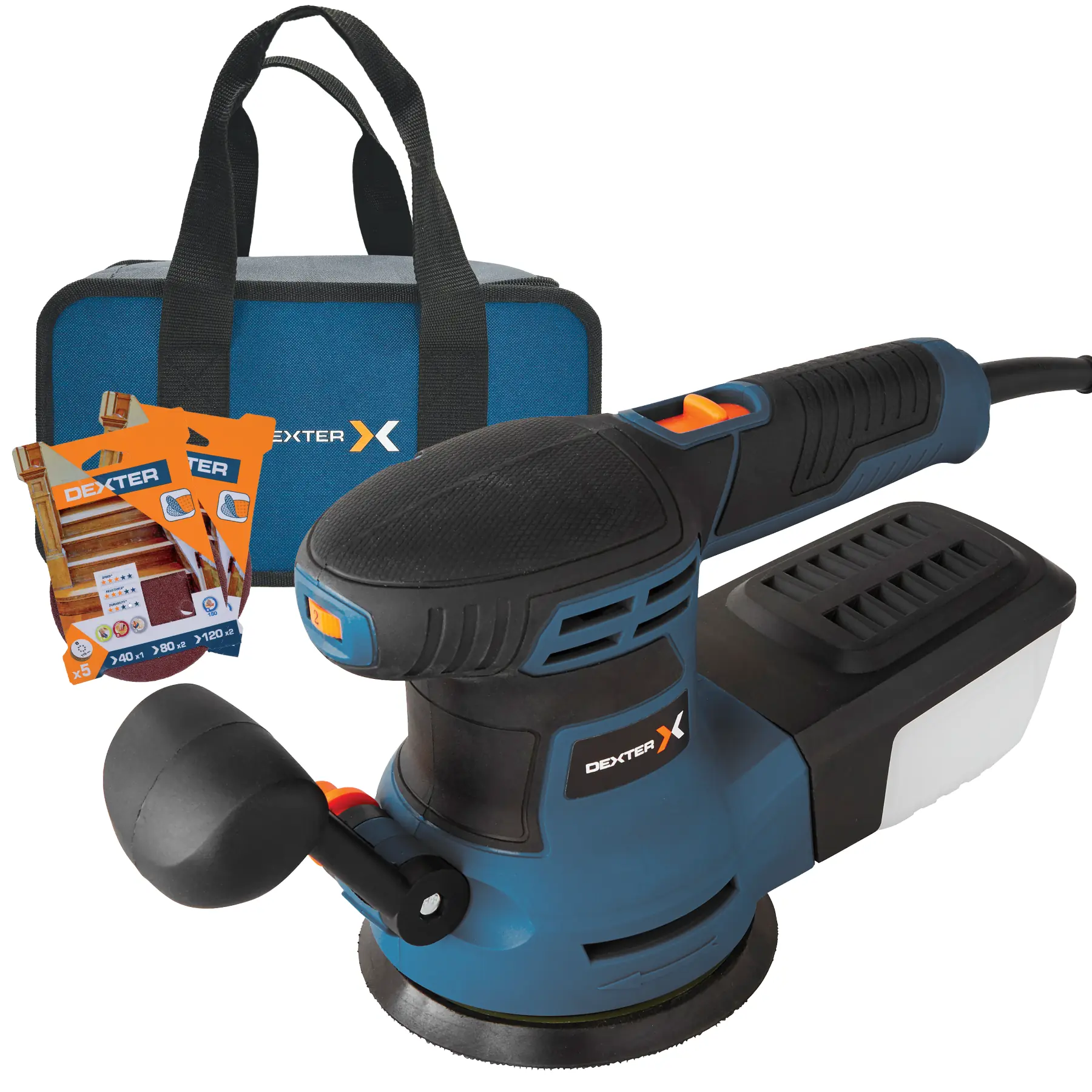 Lixadeira Orbital Dexter 350OS2.5PB1 Elétrica para Madeira 350W 220V