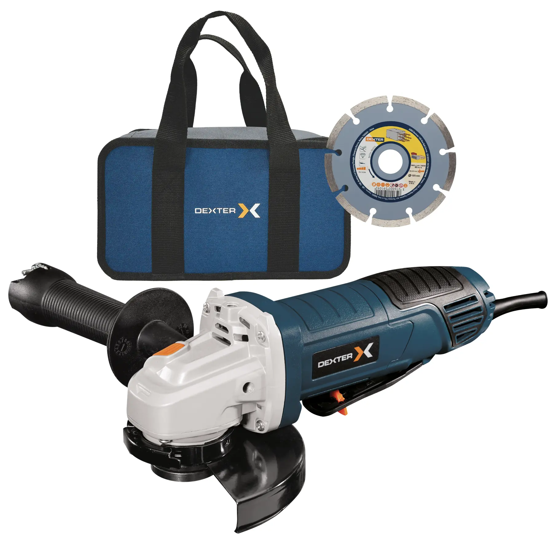 Esmerilhadeira Angular com Fio Doméstico Dexter 800AG2-125.512P Elétrica 5" 800W 127V (110V)