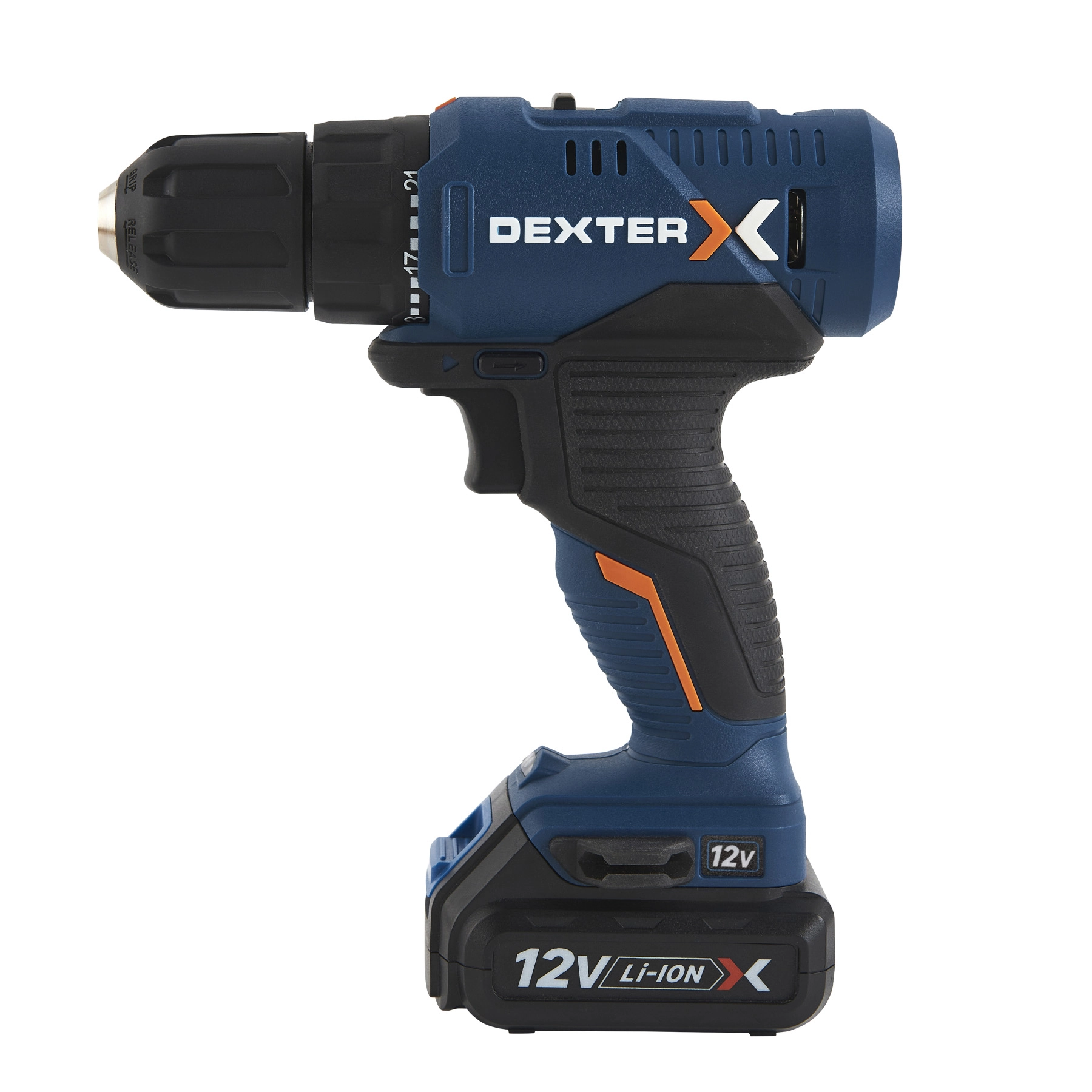Furadeira Dexter a Bateria 12V 3/8" com Bateria 1,5Ah e Carregador 1A