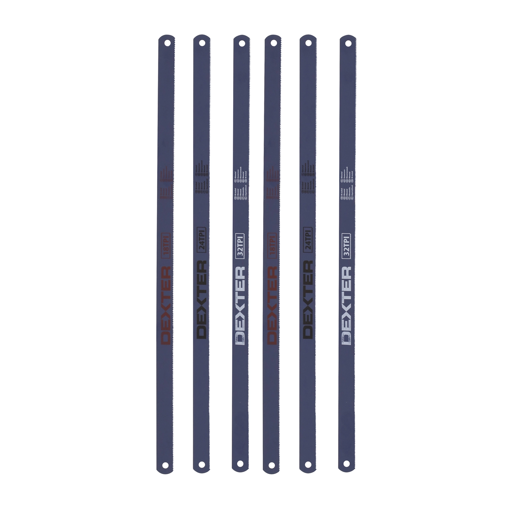 Jogo de Lâminas de Arco de de Serra para Metal com até 6,4mm 300mm 32D 6 Peças Dexter