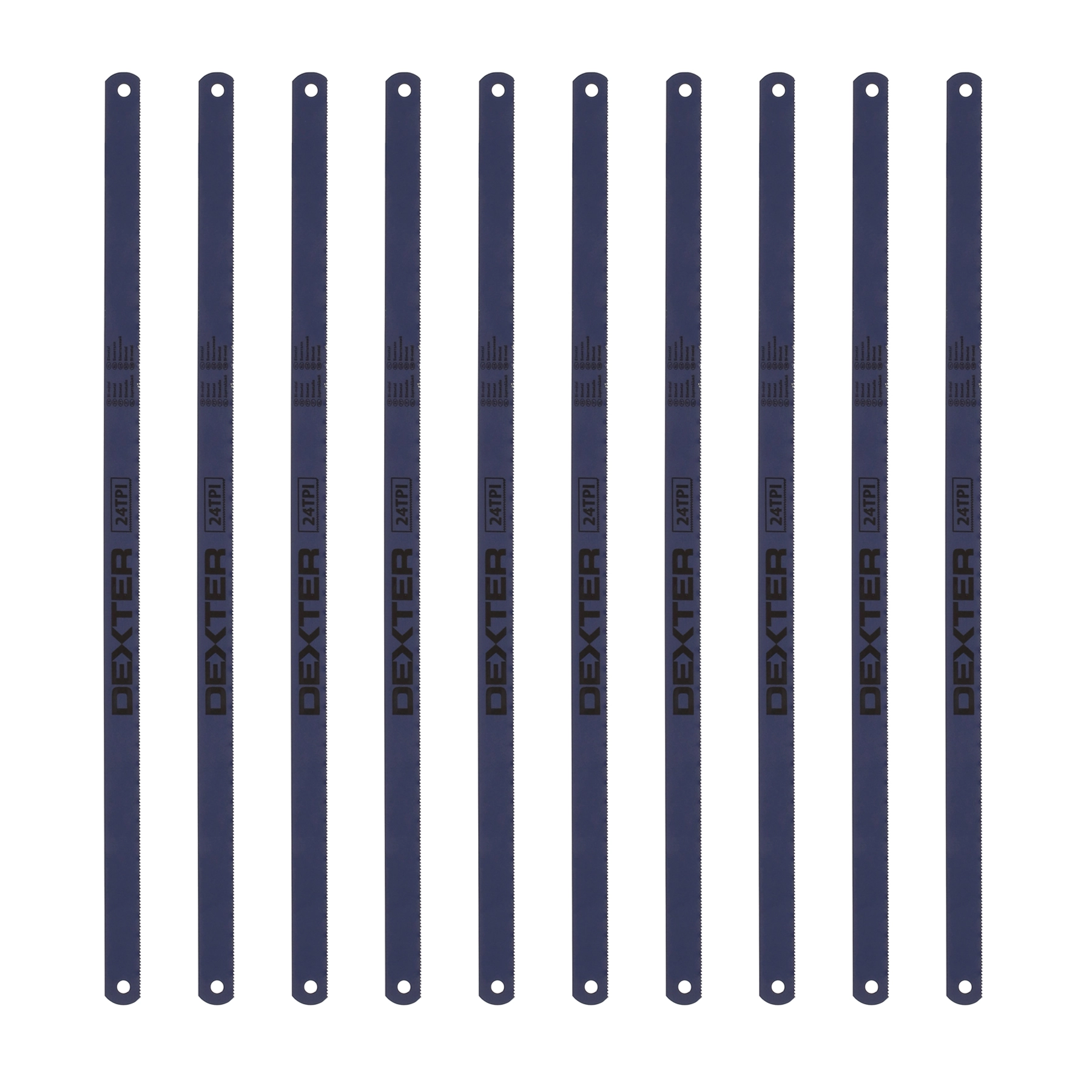 Jogo de Lâminas de Arco de de Serra para Metal com até 6,4mm 300mm 24D 10 Peças Dexter