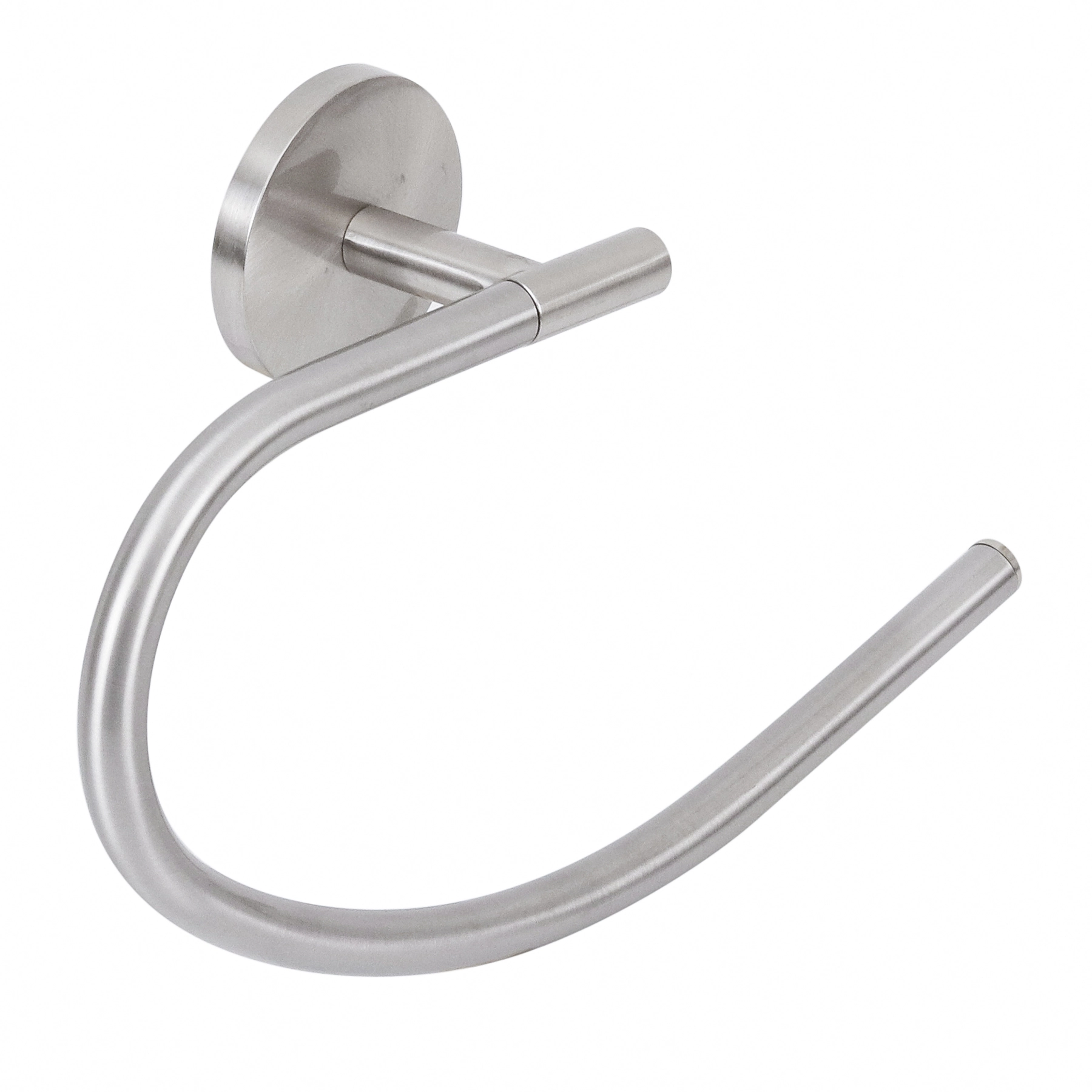Porta Toalha Rosto Argola Metal Escovado Parafuso ou Adesivo Suite Sensea