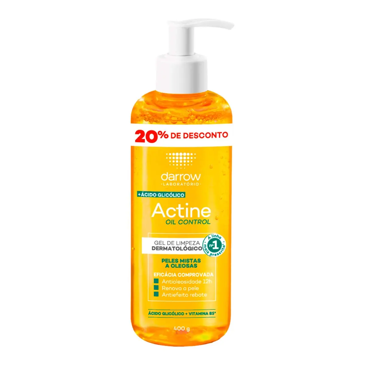 Gel De Limpeza Darrow Actine Oil Control Frasco 400g Pump Grátis 20 De Desconto