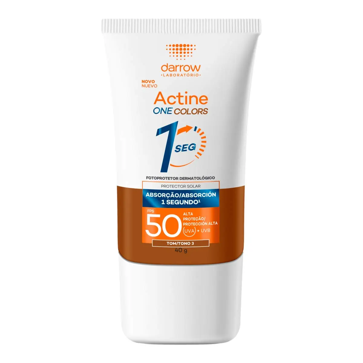 Protetor Solar Facial Darrow FPS 50 Actine One Tom 3 Escuro 40g