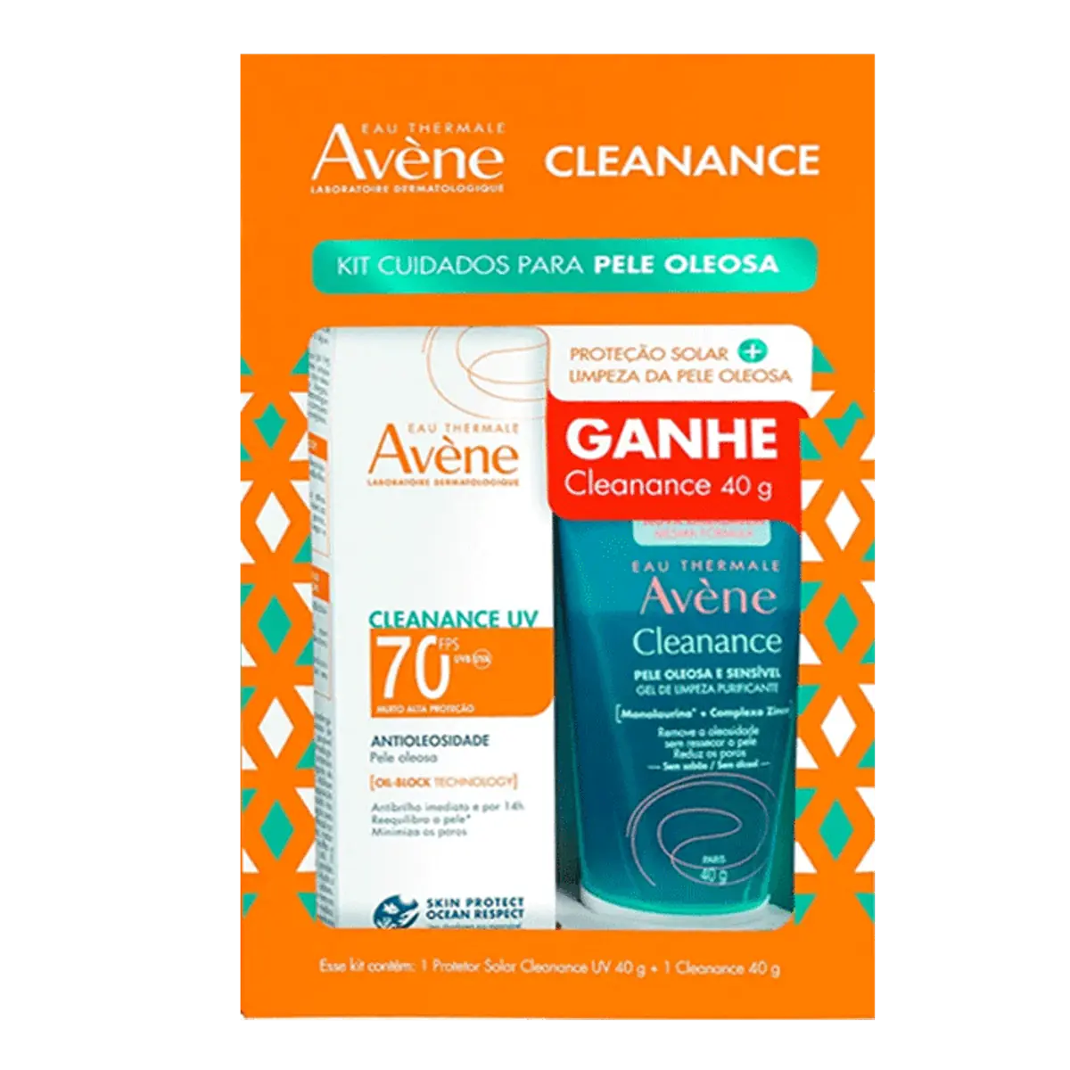 Kit Protetor Solar Corporal Antioleosidade Fps 70 Fp Uva 70 Eau Thermale Avène Cleanance Uv 40g Grát