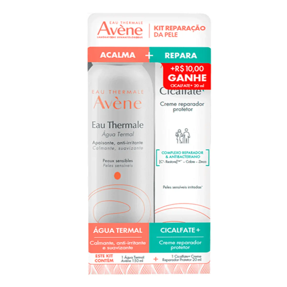 Kit água Termal Eau Thermale Avène 150ml Spray Creme Reparador Cicalfate 20ml
