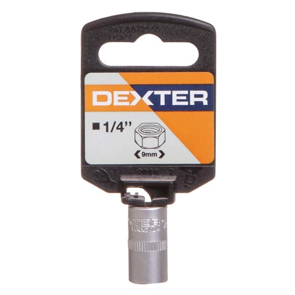 Soquete com Encaixe de 1/4" 9mm Aço Cromo Vanádio Dexter